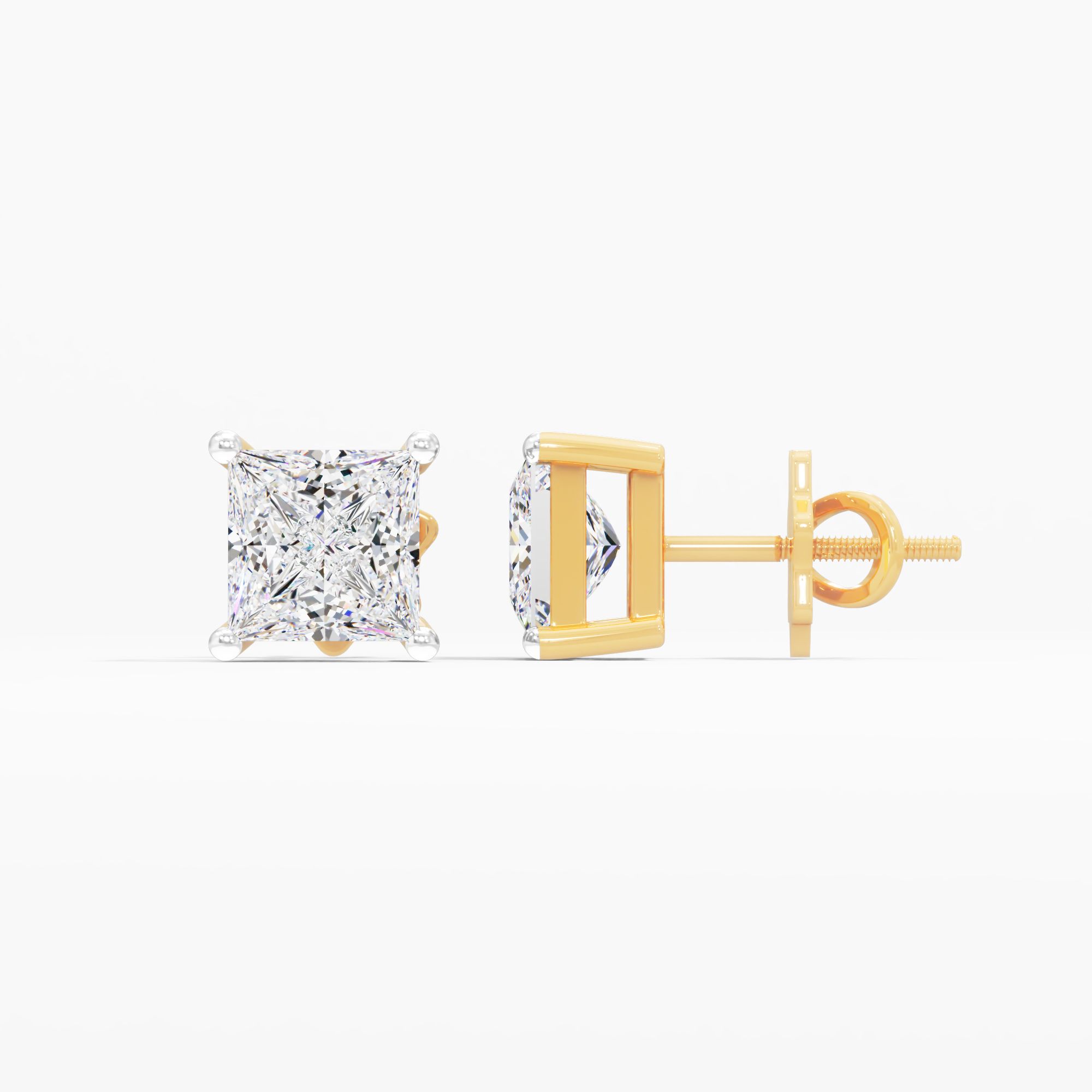 Nivara Dusk Solitaire Stud Earring 9k Yellow Gold Princess 0.50ct