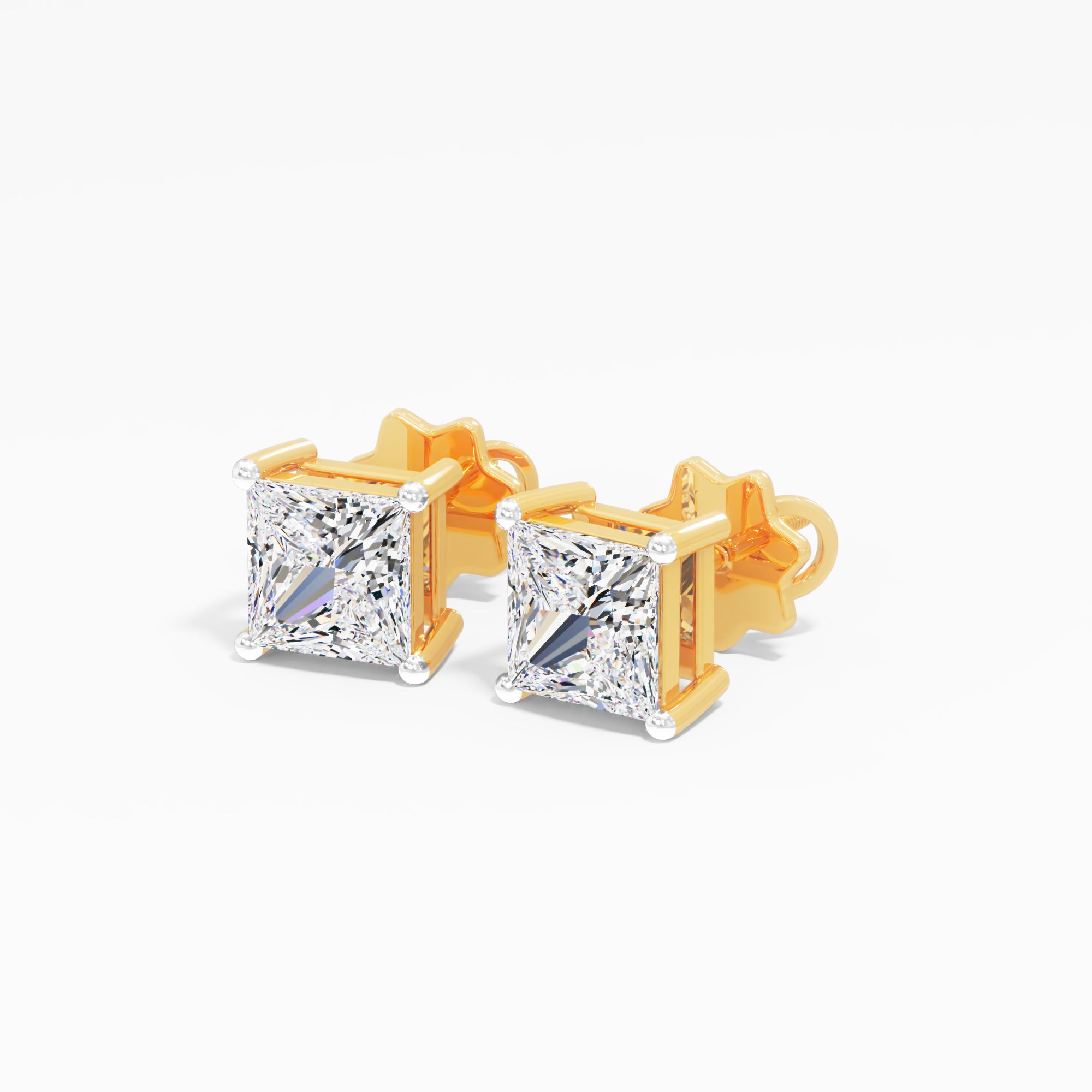 Nivara Dusk Solitaire Stud Earring 9k Yellow Gold Princess 0.50ct