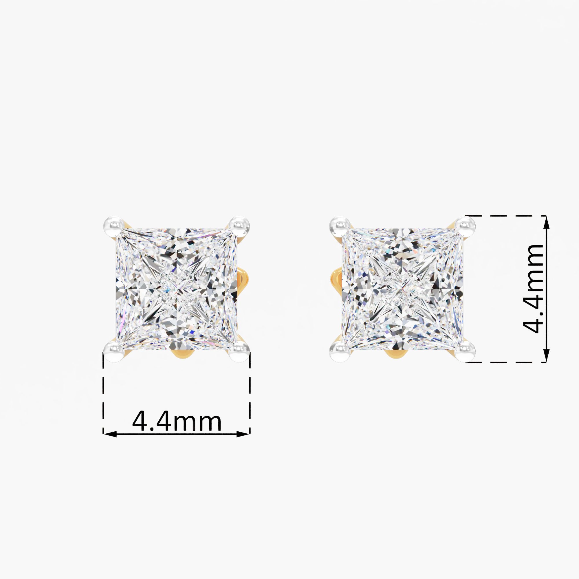 Nivara Dusk Solitaire Stud Earring 9k Yellow Gold Princess 0.50ct