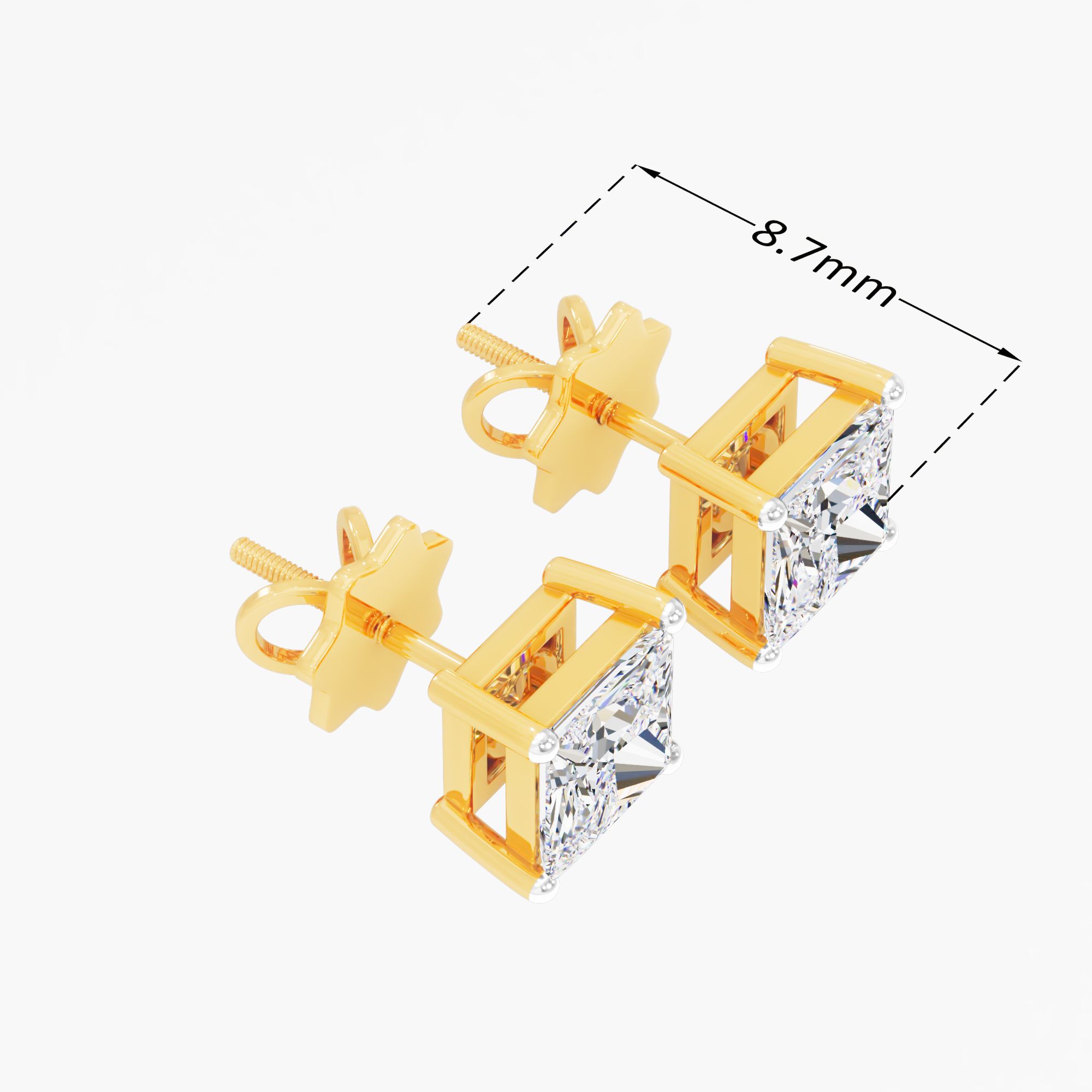 Nivara Dusk Solitaire Stud Earring 9k Yellow Gold Princess 0.50ct