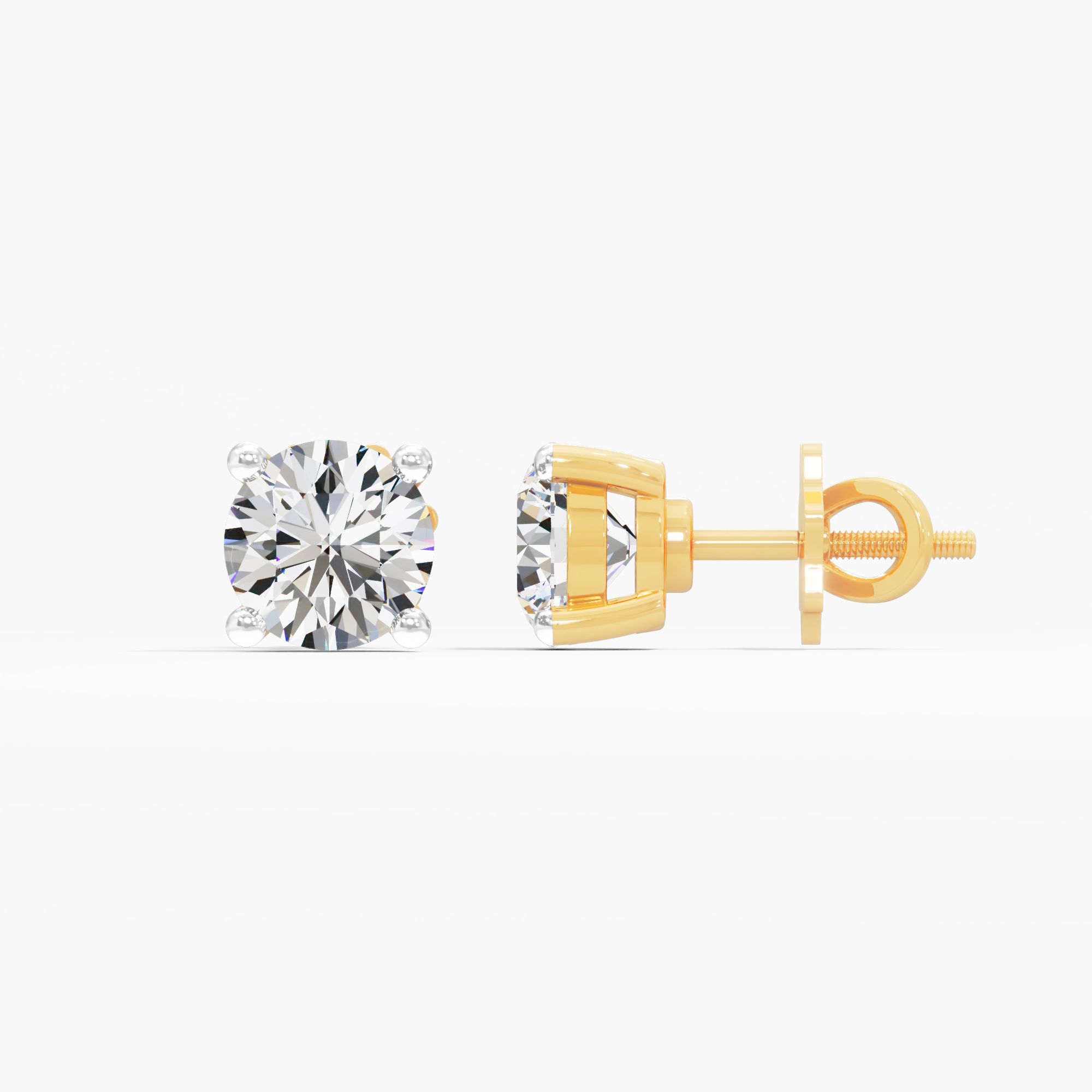 Nivara Dusk Solitaire Stud Earring 9k Yellow Gold Round 0.50ct in 9KT Yellow Gold (Diamond Quality: FG-VVS VS)