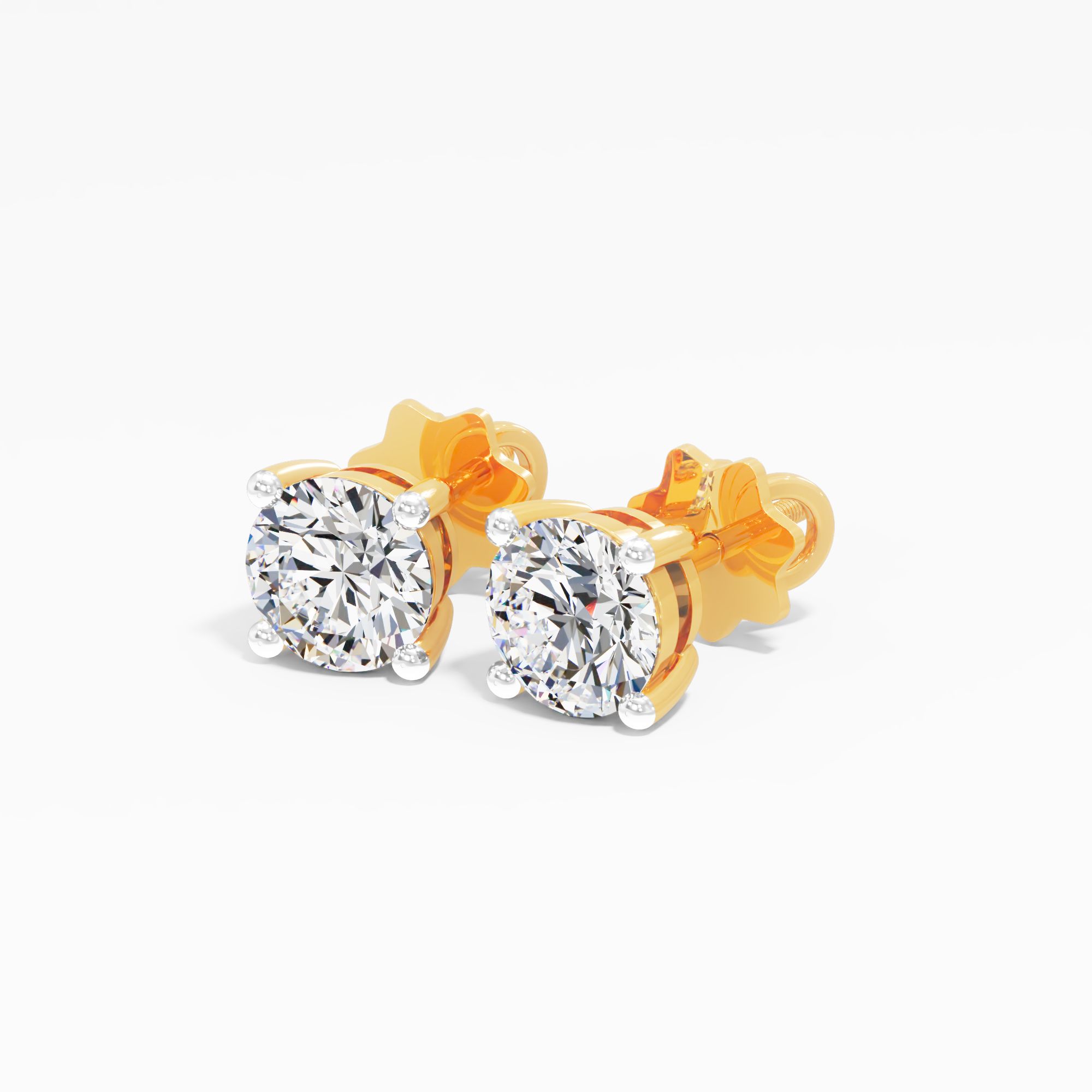Nivara Dusk Solitaire Stud Earring 9k Yellow Gold Round 0.50ct in 9KT Yellow Gold (Diamond Quality: FG-VVS VS)