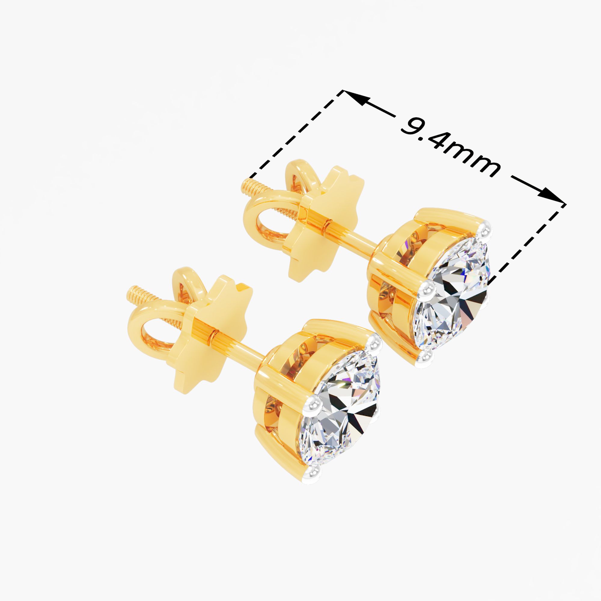 Nivara Dusk Solitaire Stud Earring 9k Yellow Gold Round 0.50ct in 9KT Yellow Gold (Diamond Quality: FG-VVS VS)