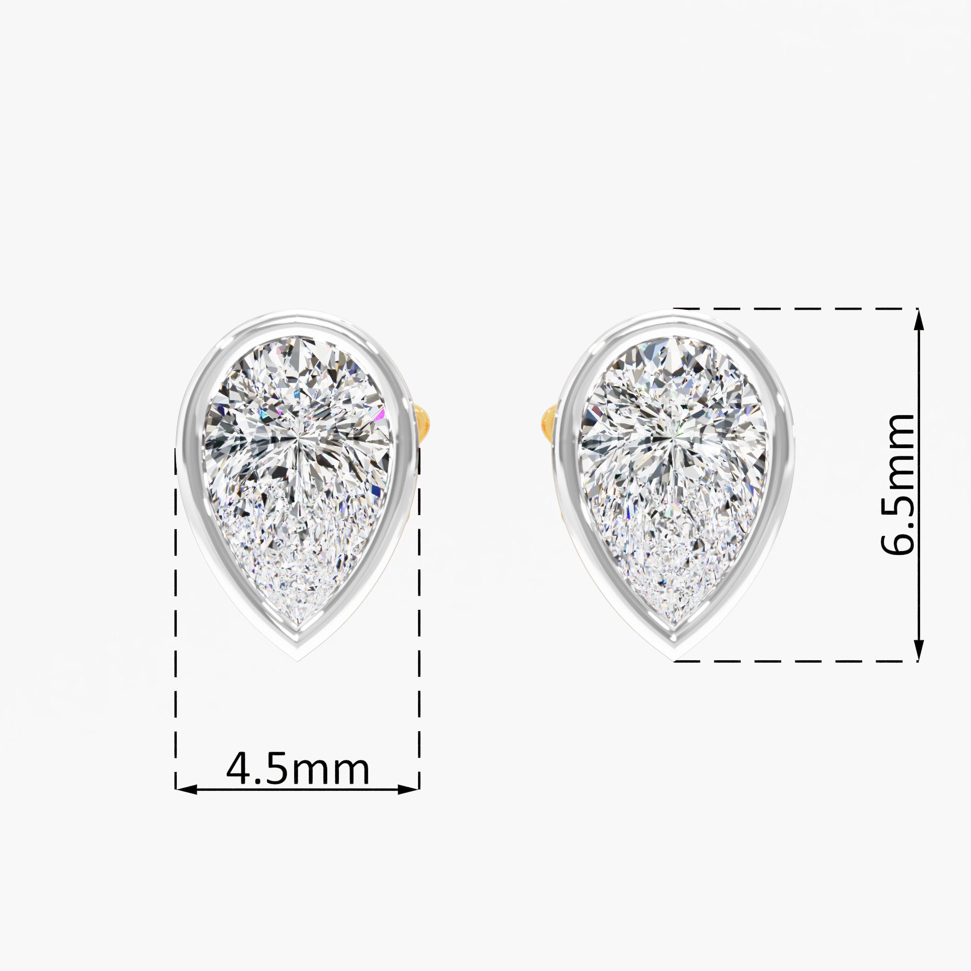 Luna Frost Solitaire Bezel Set Earring 9k Yellow Gold Pear 0.50ct