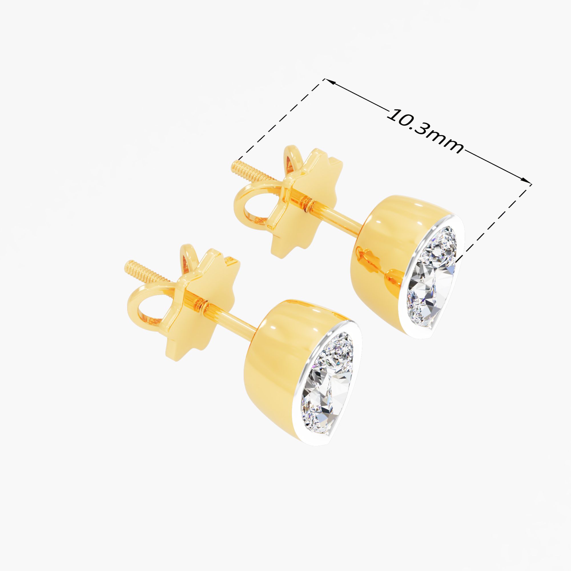 Luna Frost Solitaire Bezel Set Earring 9k Yellow Gold Pear 0.50ct