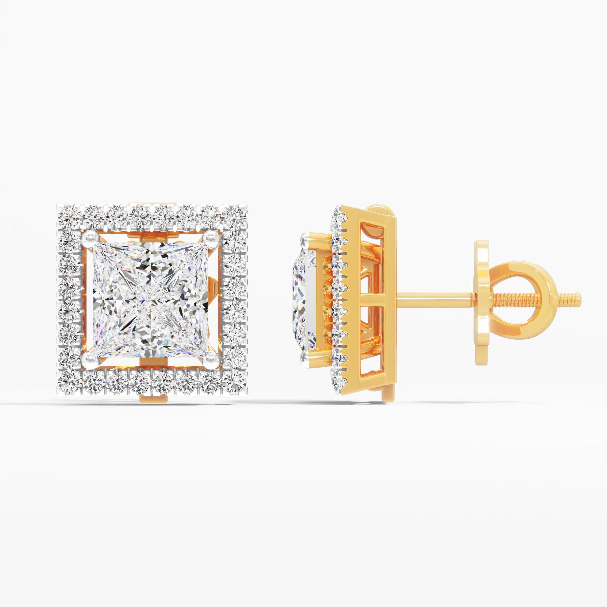 Sienna Dawn Solitaire Detachable Halo Stud Earring 9k Yellow Gold Princess 0.71ct