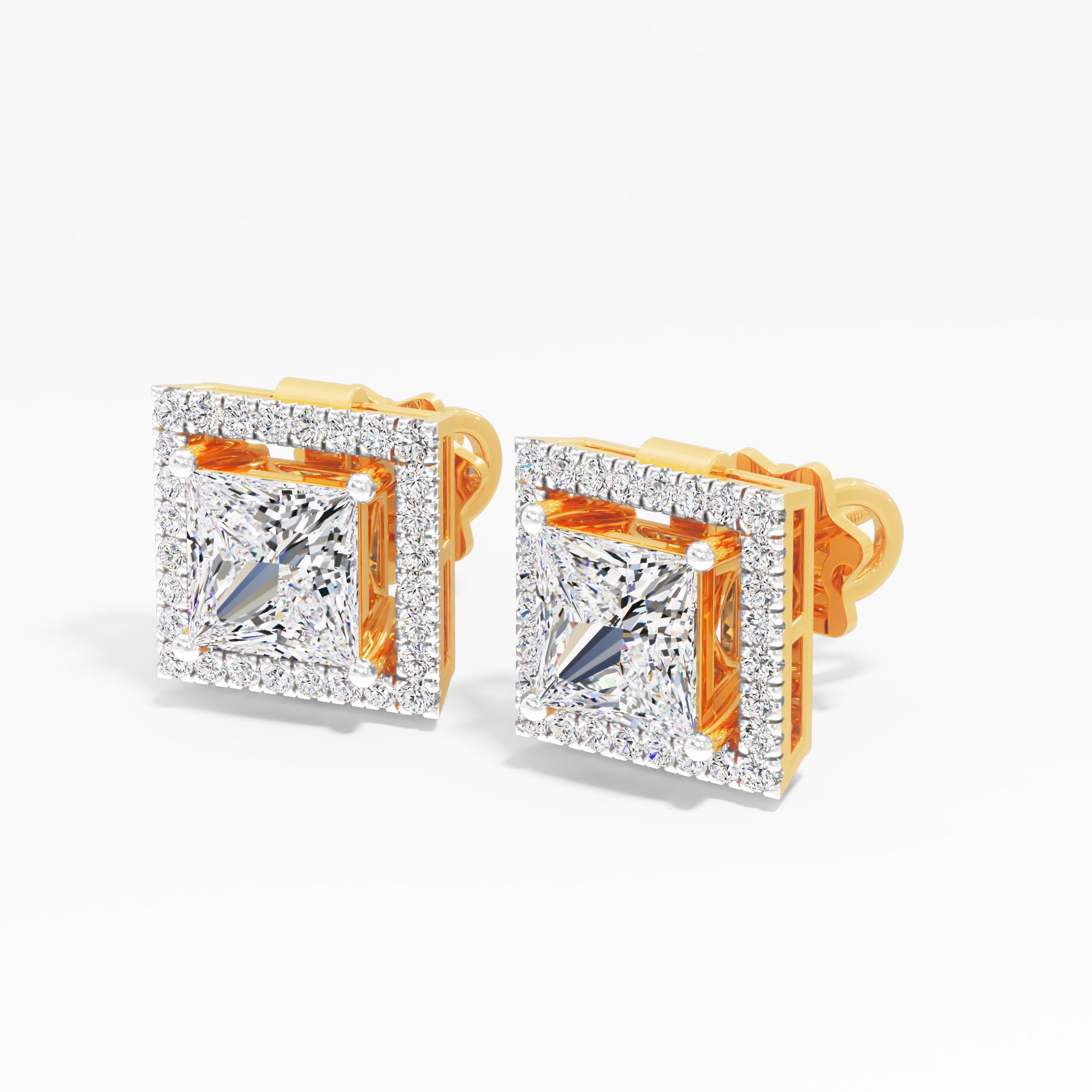 Sienna Dawn Solitaire Detachable Halo Stud Earring 9k Yellow Gold Princess 0.71ct