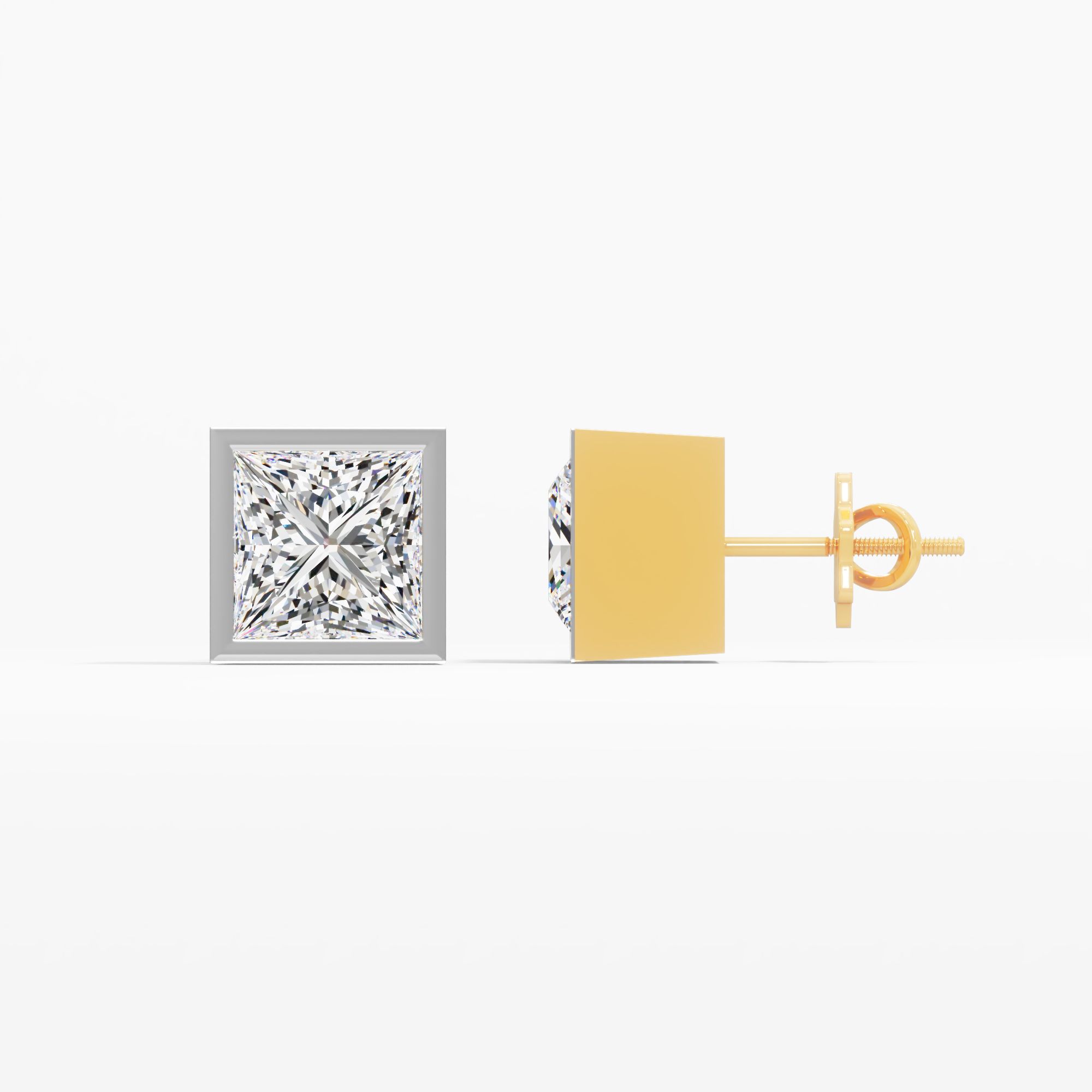 Lily Belle Solitaire Stud Earring 9k Yellow Gold Princess 0.50ct