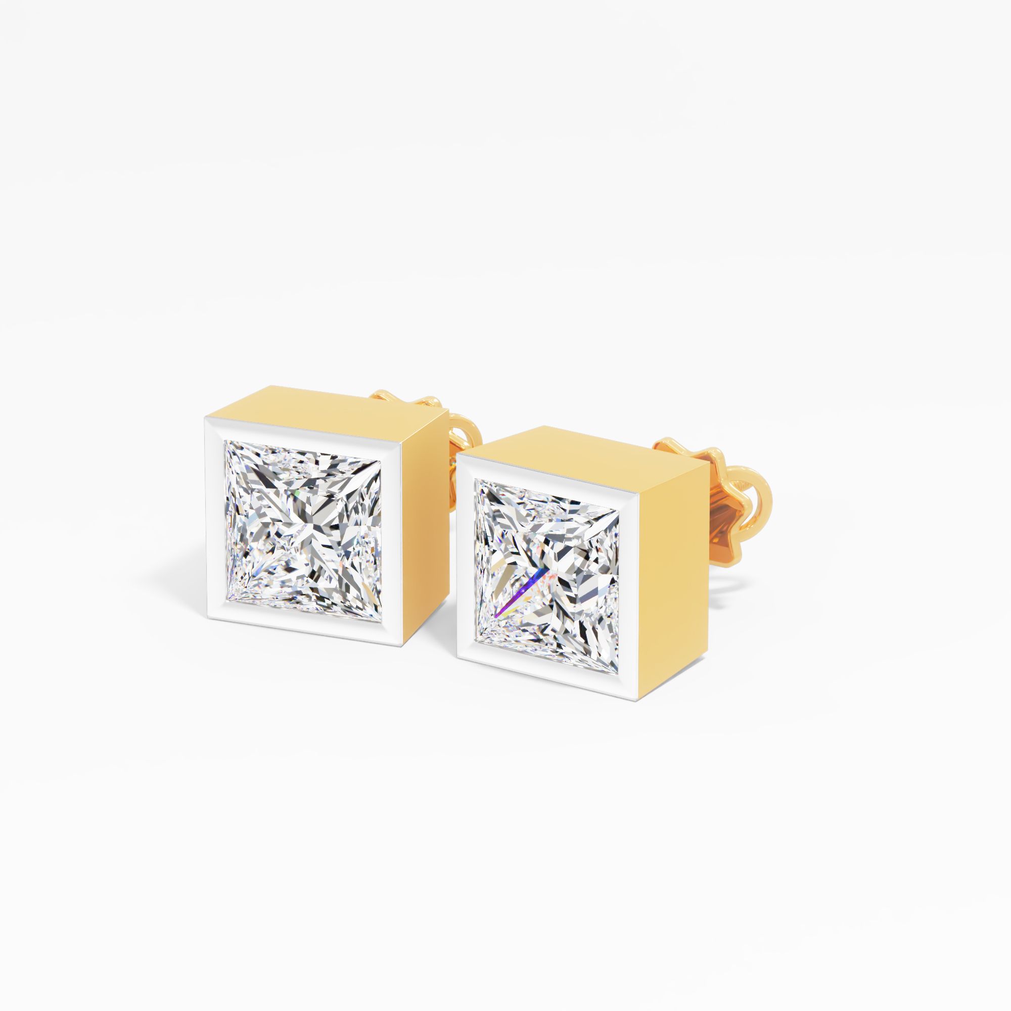 Lily Belle Solitaire Stud Earring 9k Yellow Gold Princess 0.50ct