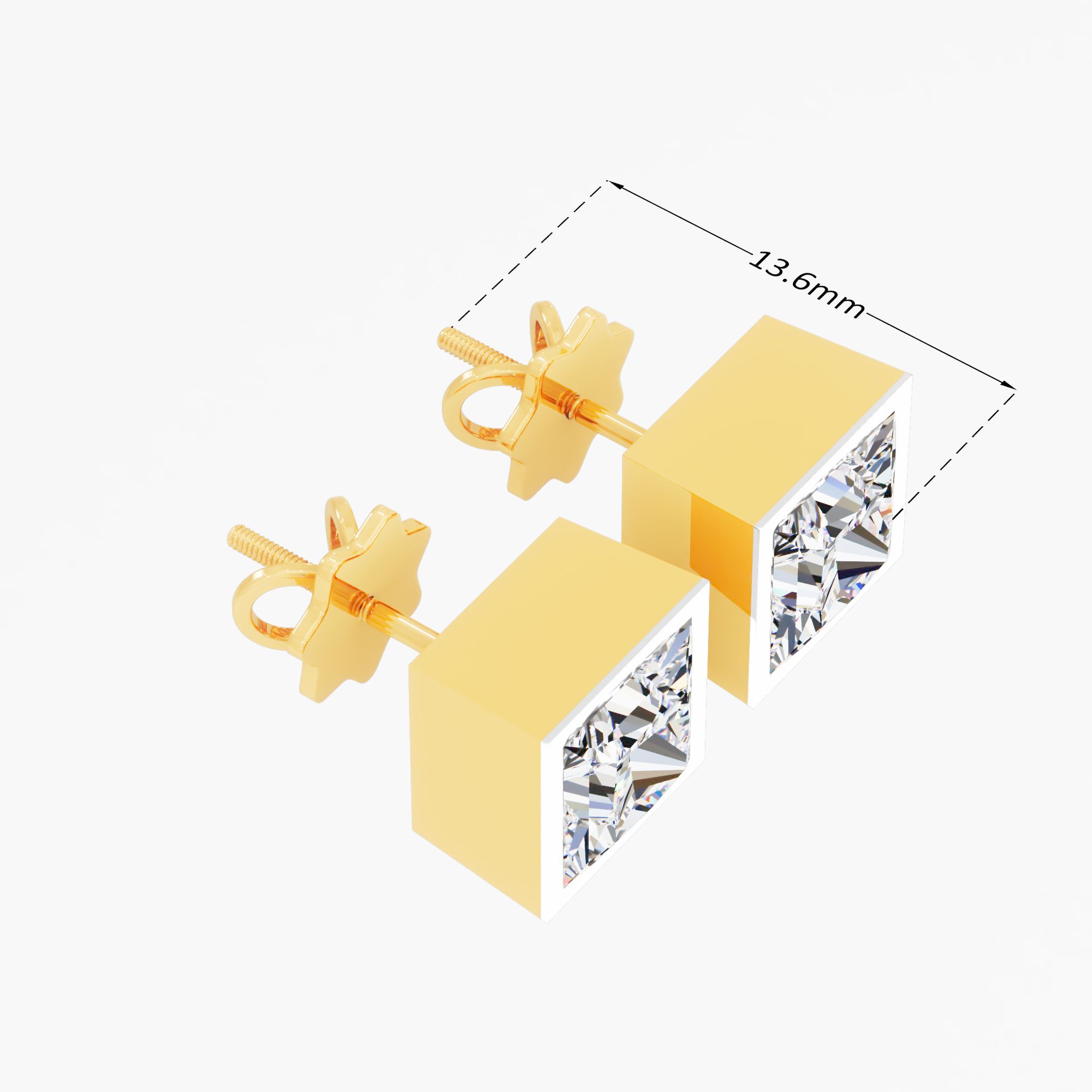 Lily Belle Solitaire Stud Earring 9k Yellow Gold Princess 0.50ct