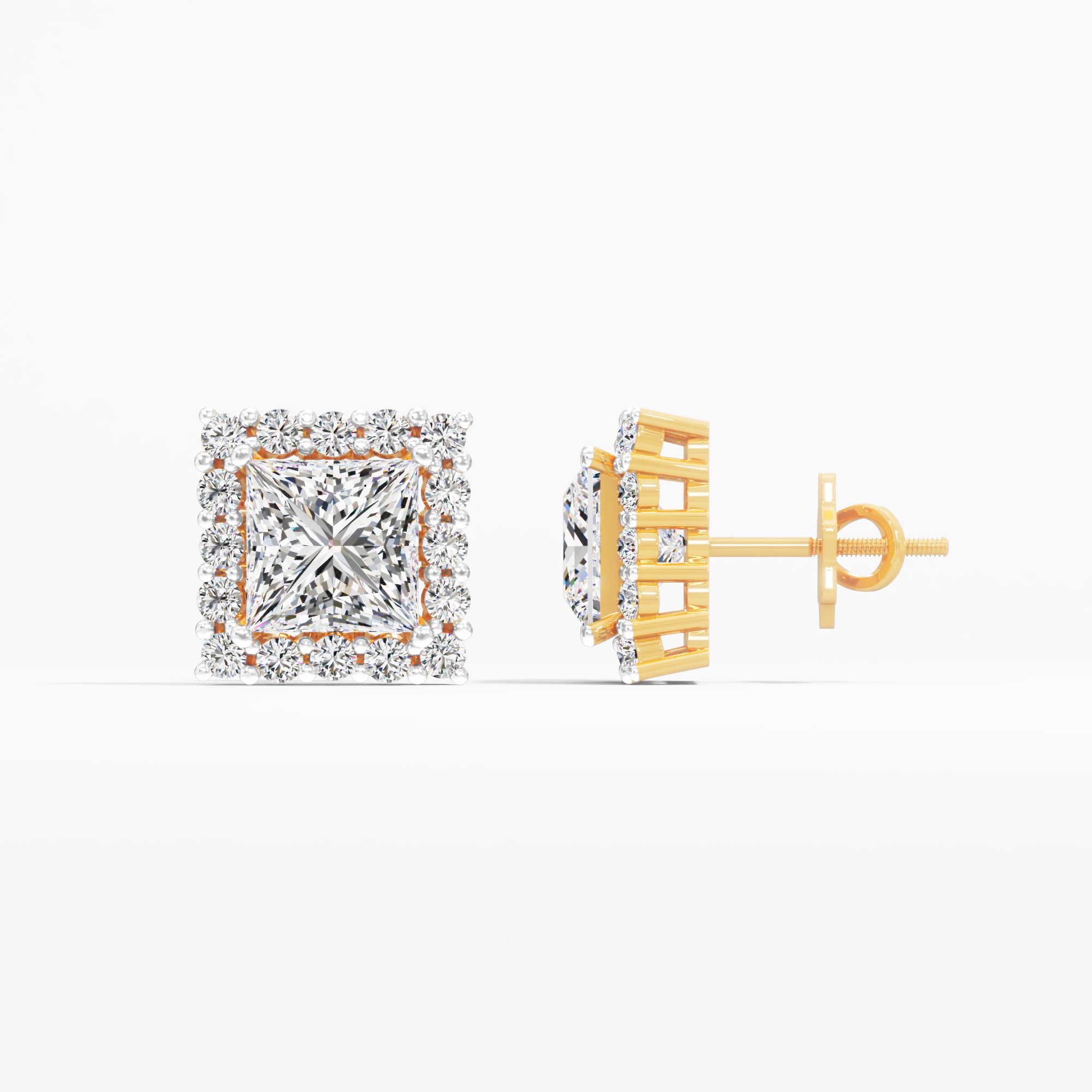 Ivy Trace Solitaire Stud Earring 9k Yellow Gold Princess 0.66ct