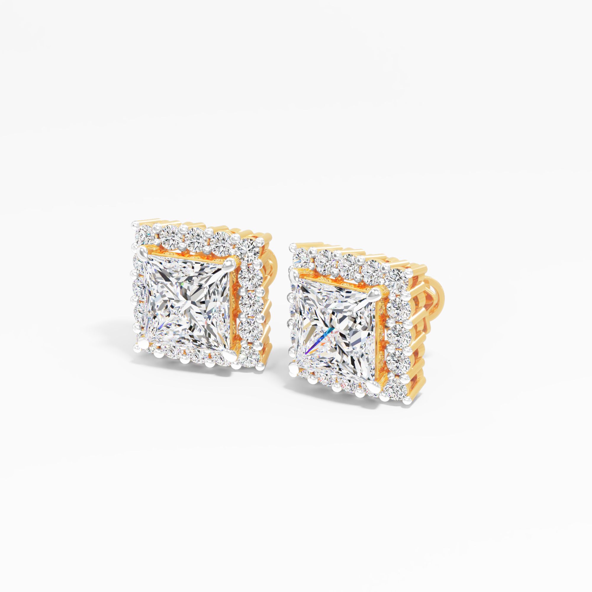 Ivy Trace Solitaire Stud Earring 9k Yellow Gold Princess 0.66ct
