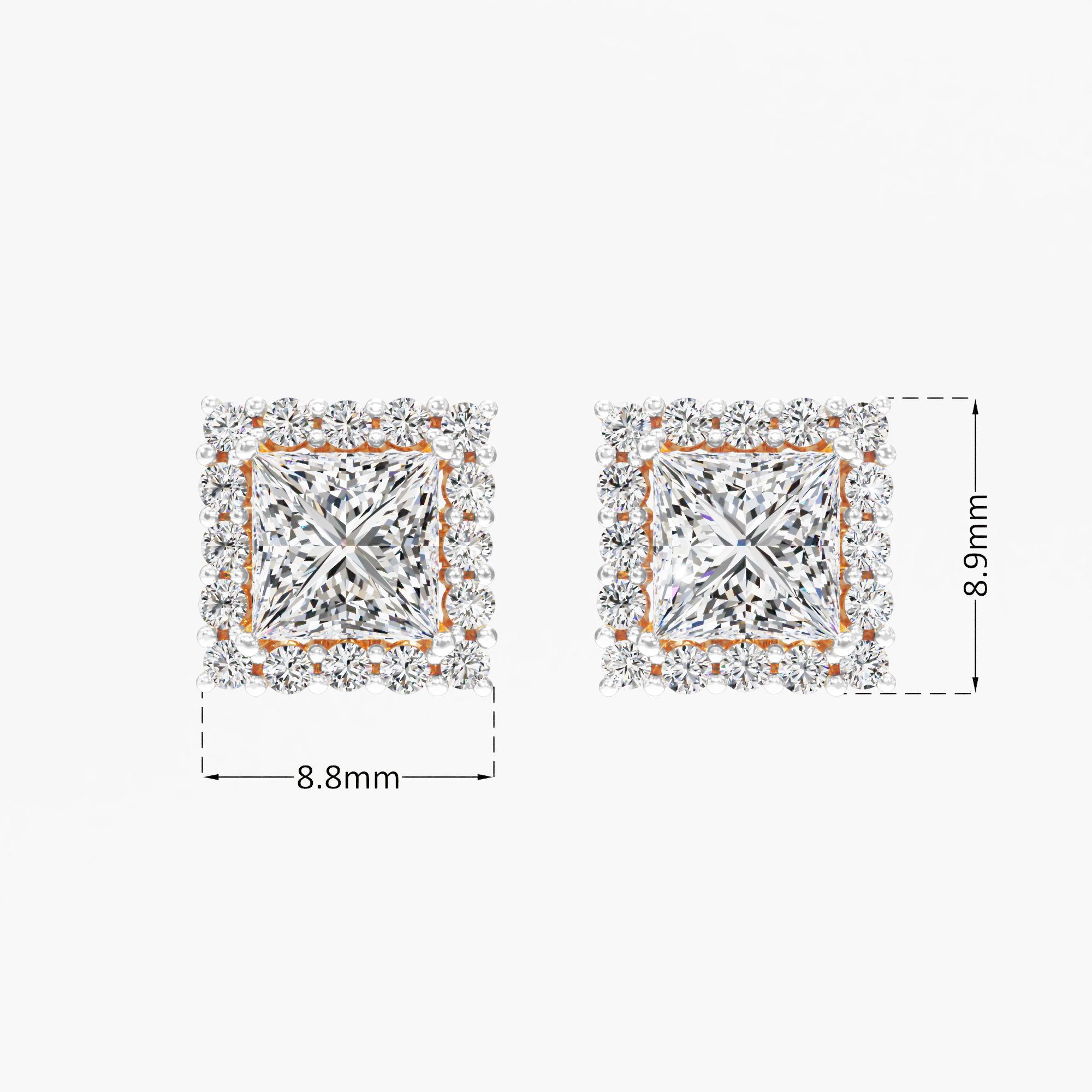 Ivy Trace Solitaire Stud Earring 9k Yellow Gold Princess 0.66ct