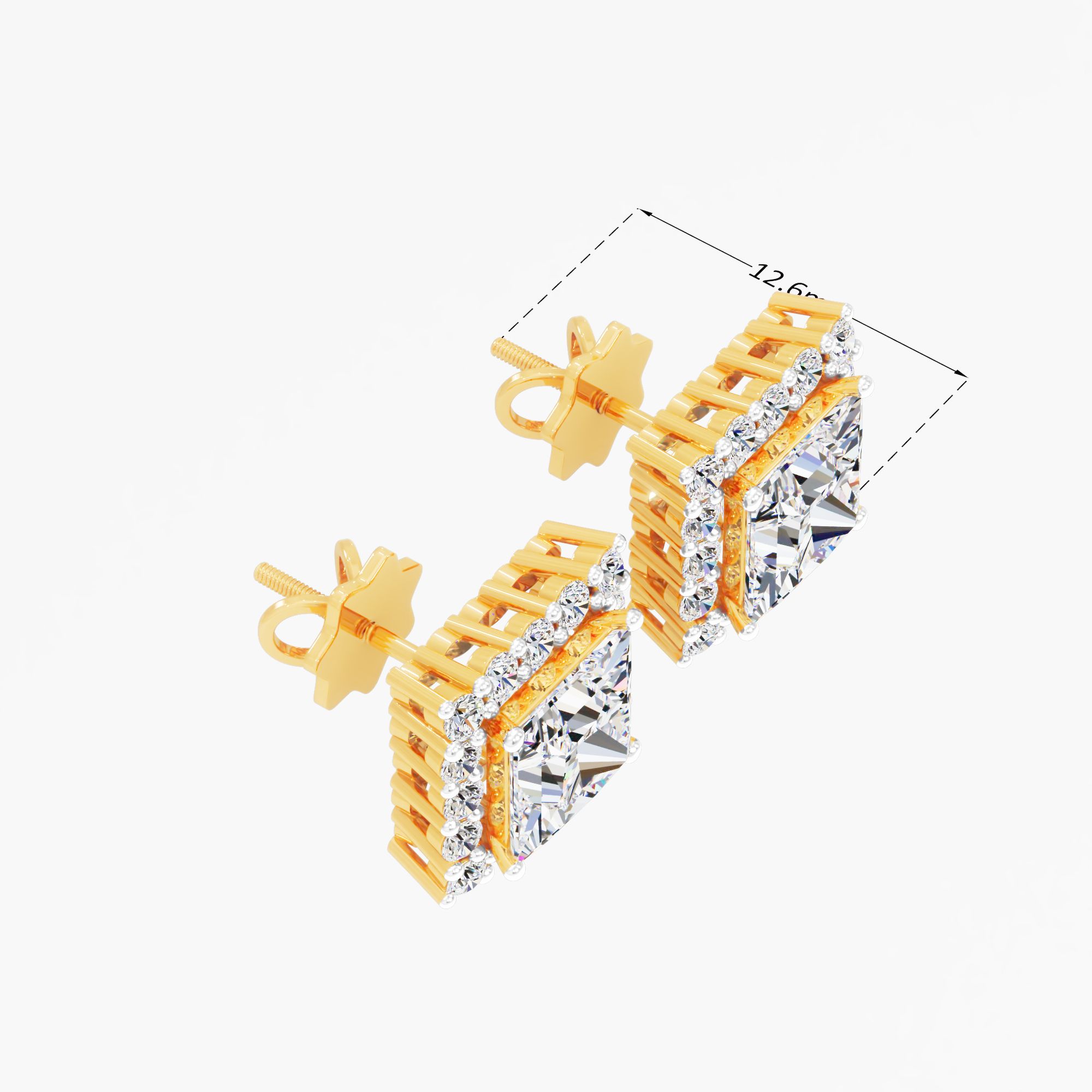 Ivy Trace Solitaire Stud Earring 9k Yellow Gold Princess 0.66ct