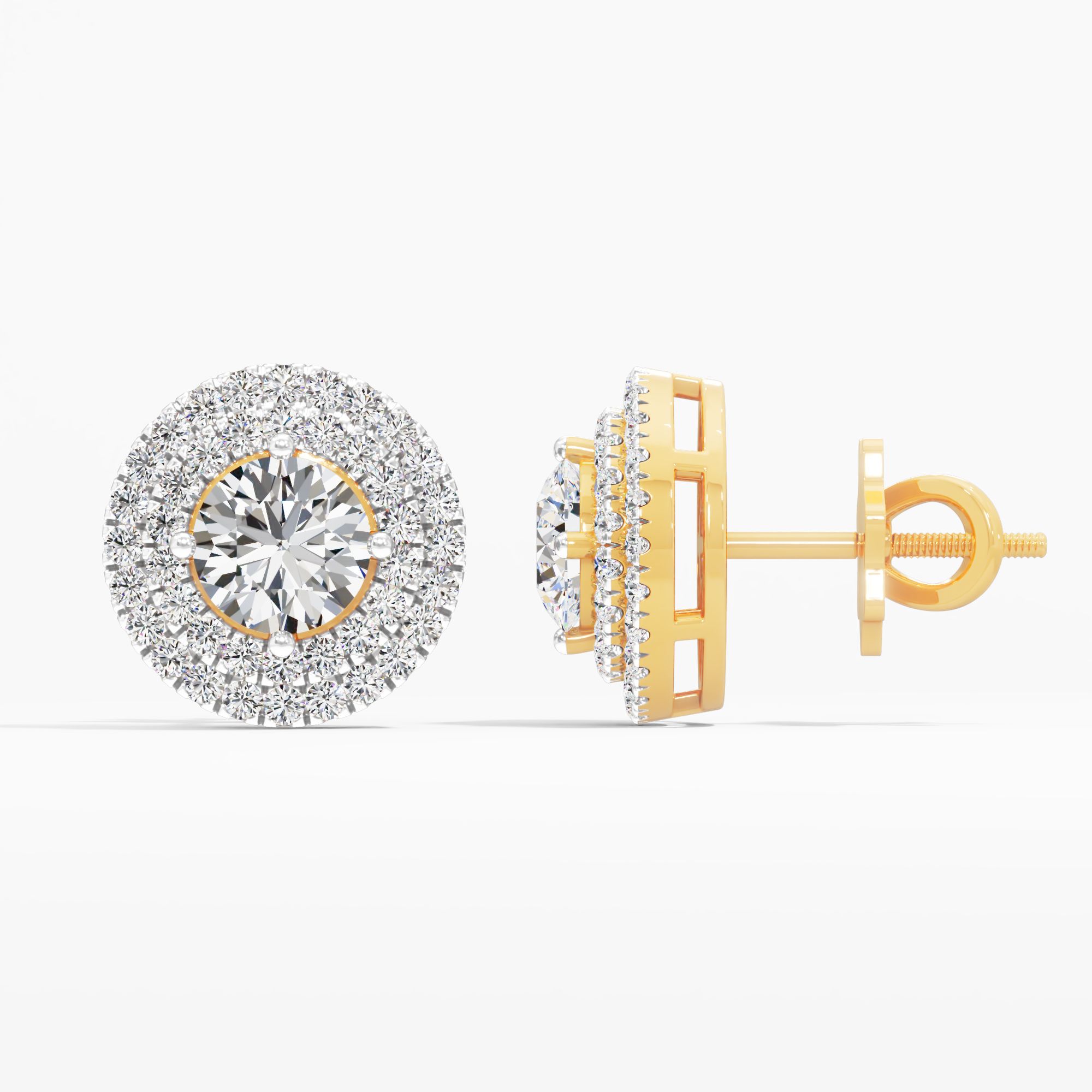 Aria Dream Double Halo Earring 9k Yellow Gold Round 0.87ct