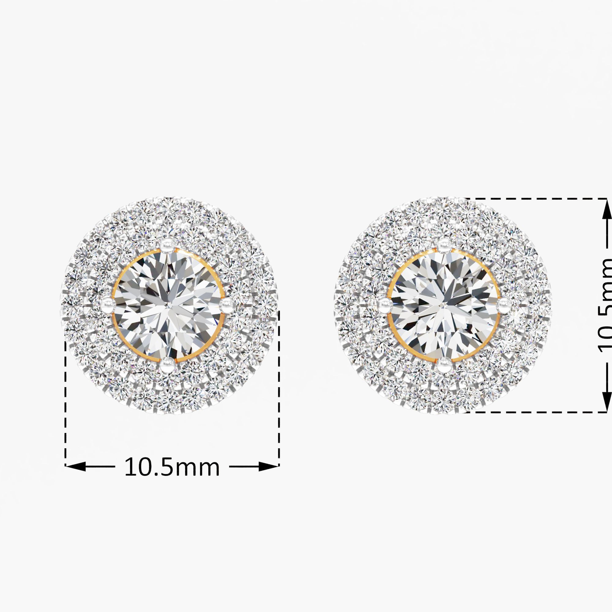 Aria Dream Double Halo Earring 9k Yellow Gold Round 0.87ct