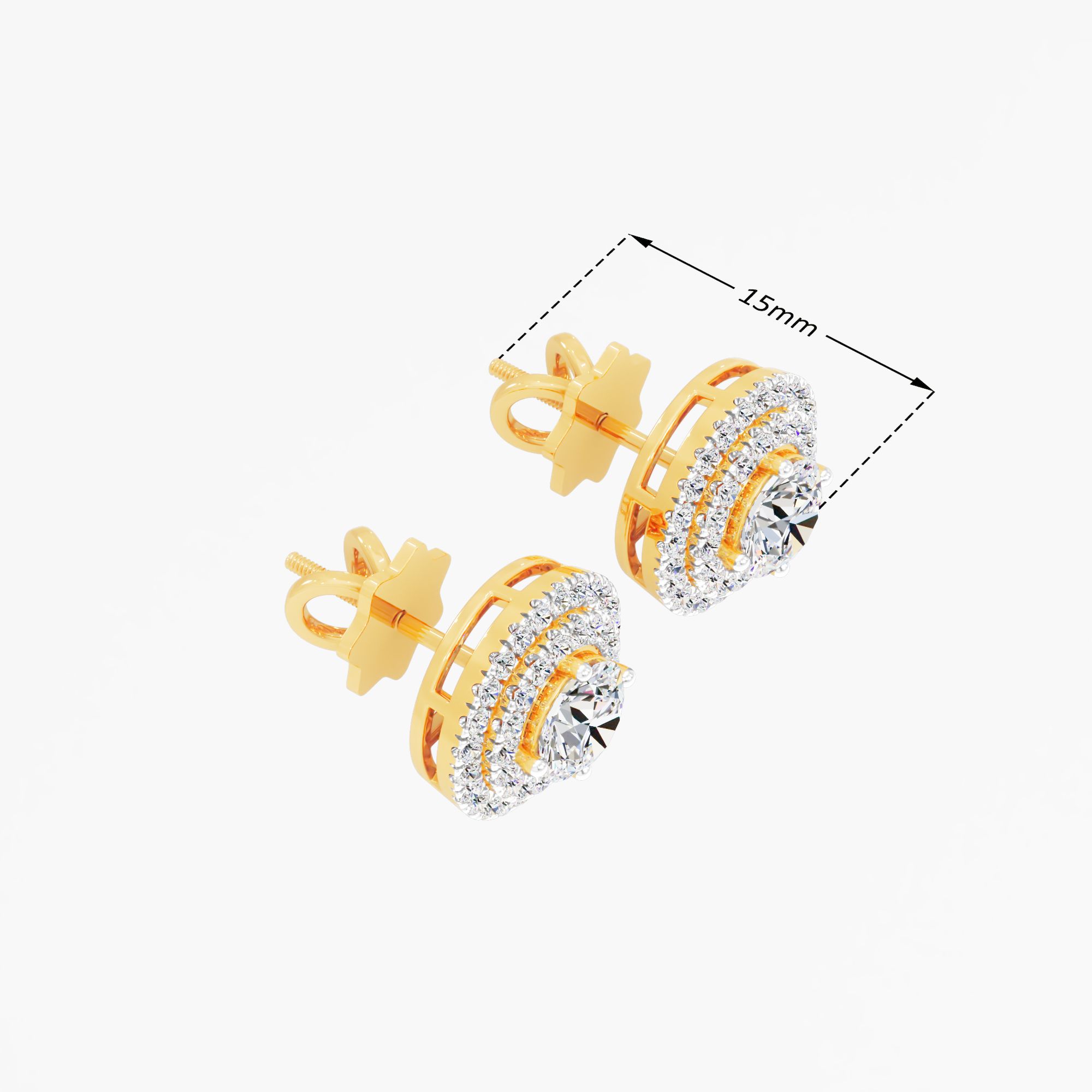 Aria Dream Double Halo Earring 9k Yellow Gold Round 0.87ct