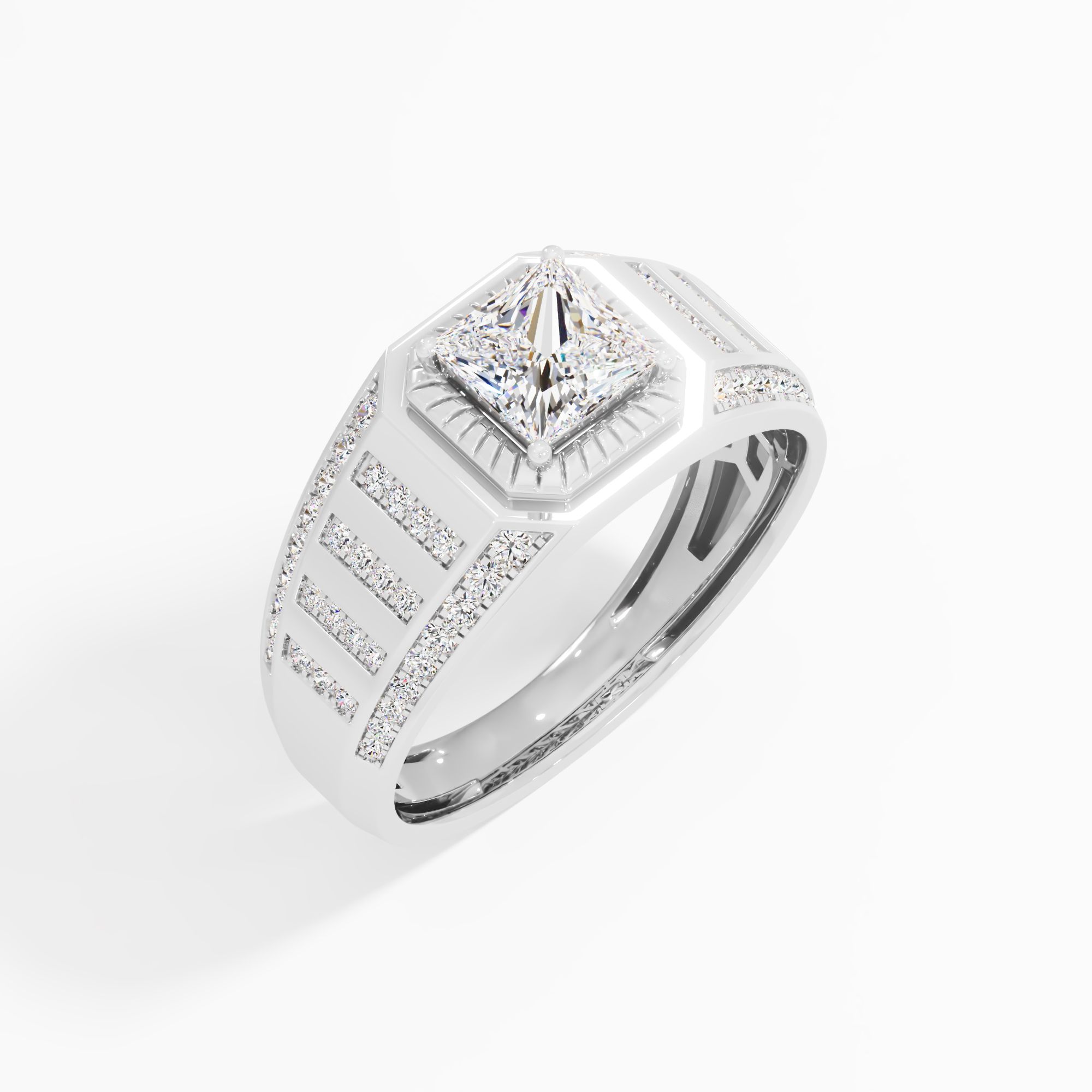Powerframe Royale Diamond Ring in 18KT White Gold (Diamond Quality: FG-VVS VS)
