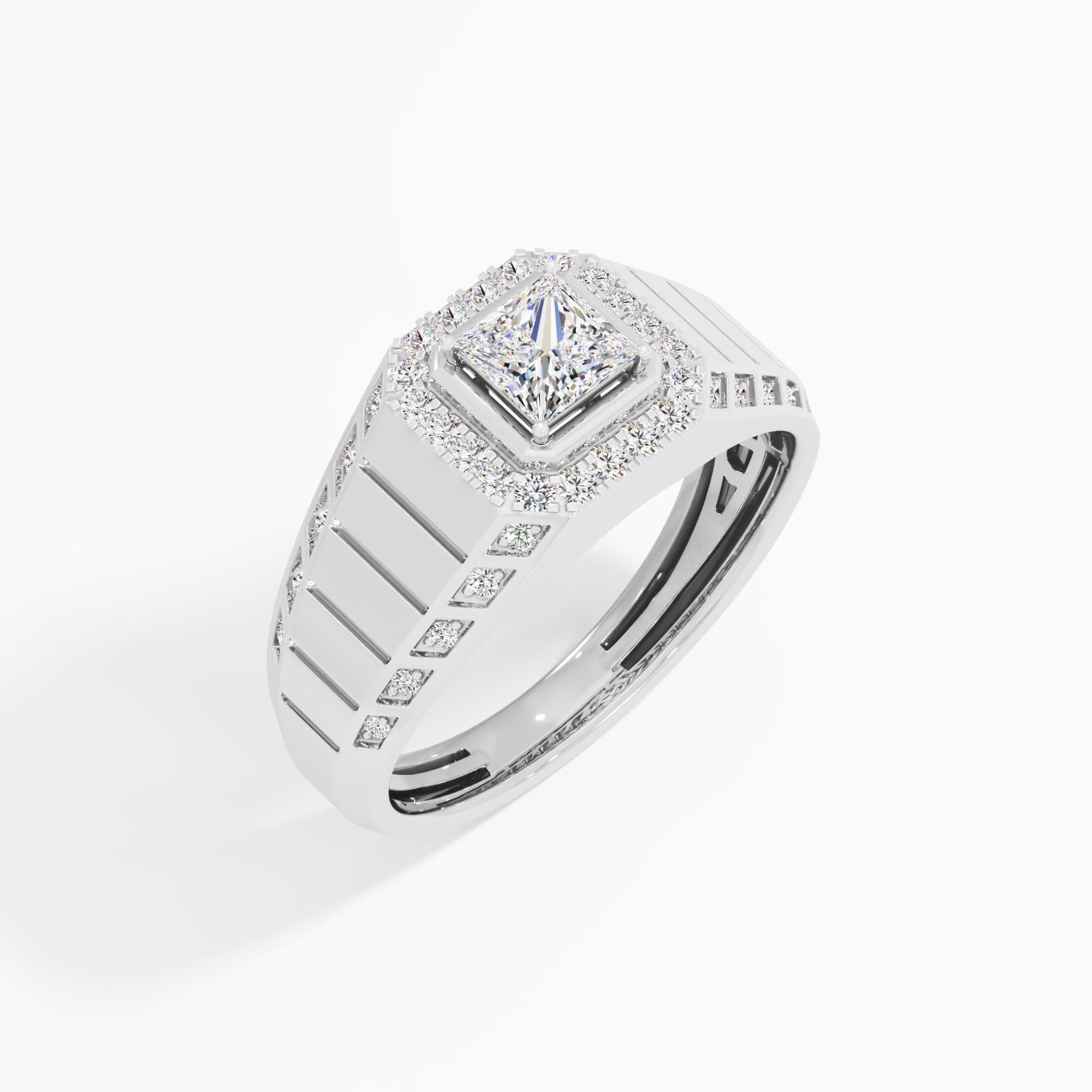 Strateline Quadro Halo Ring in 18KT White Gold (Diamond Quality: FG-VVS VS)