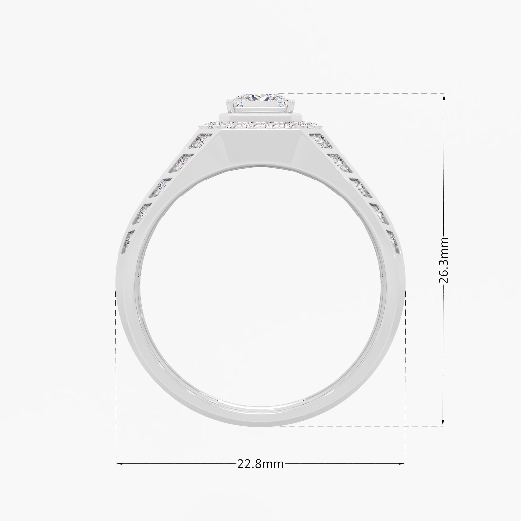 Strateline Quadro Halo Ring in 18KT White Gold (Diamond Quality: FG-VVS VS)