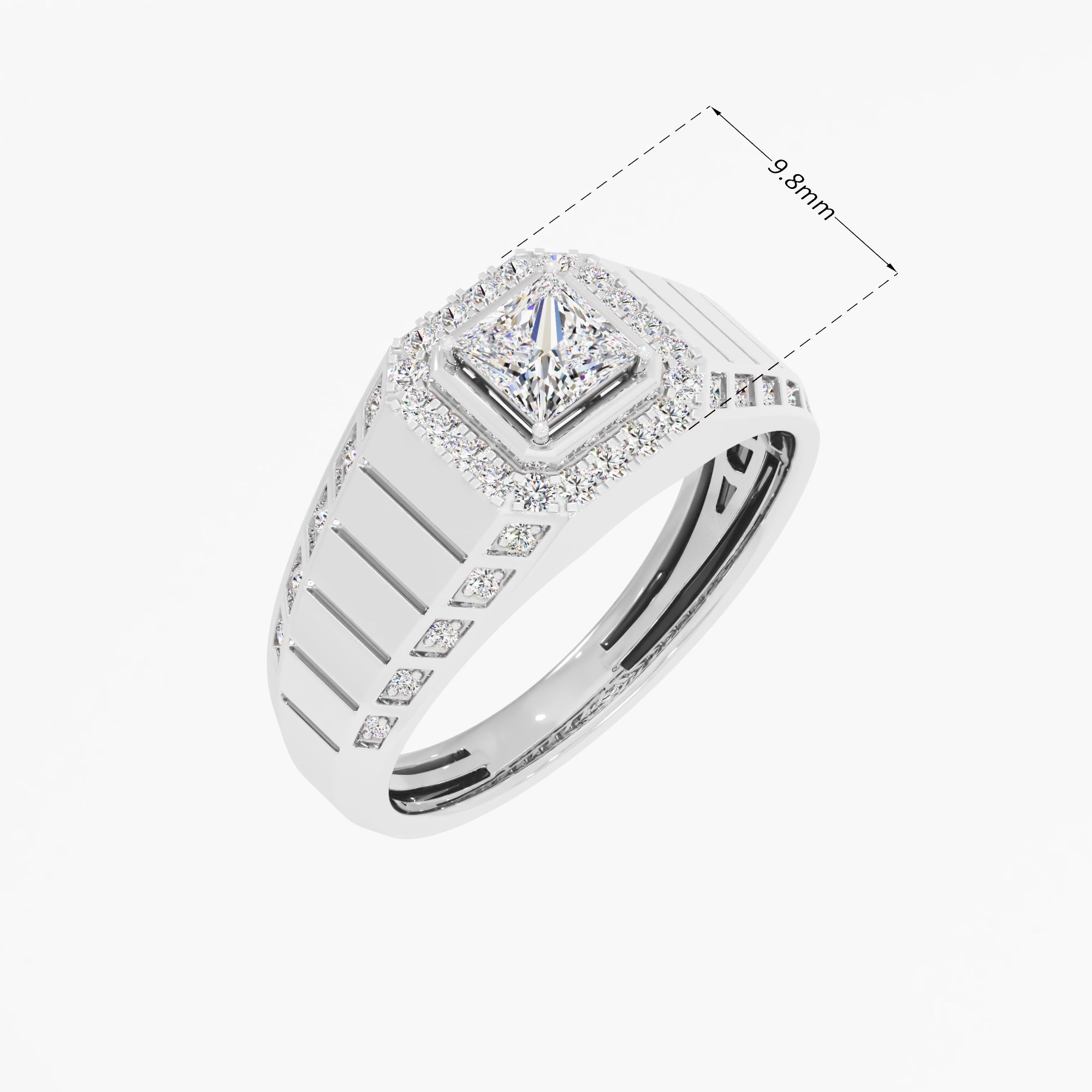 Strateline Quadro Halo Ring in 18KT White Gold (Diamond Quality: FG-VVS VS)