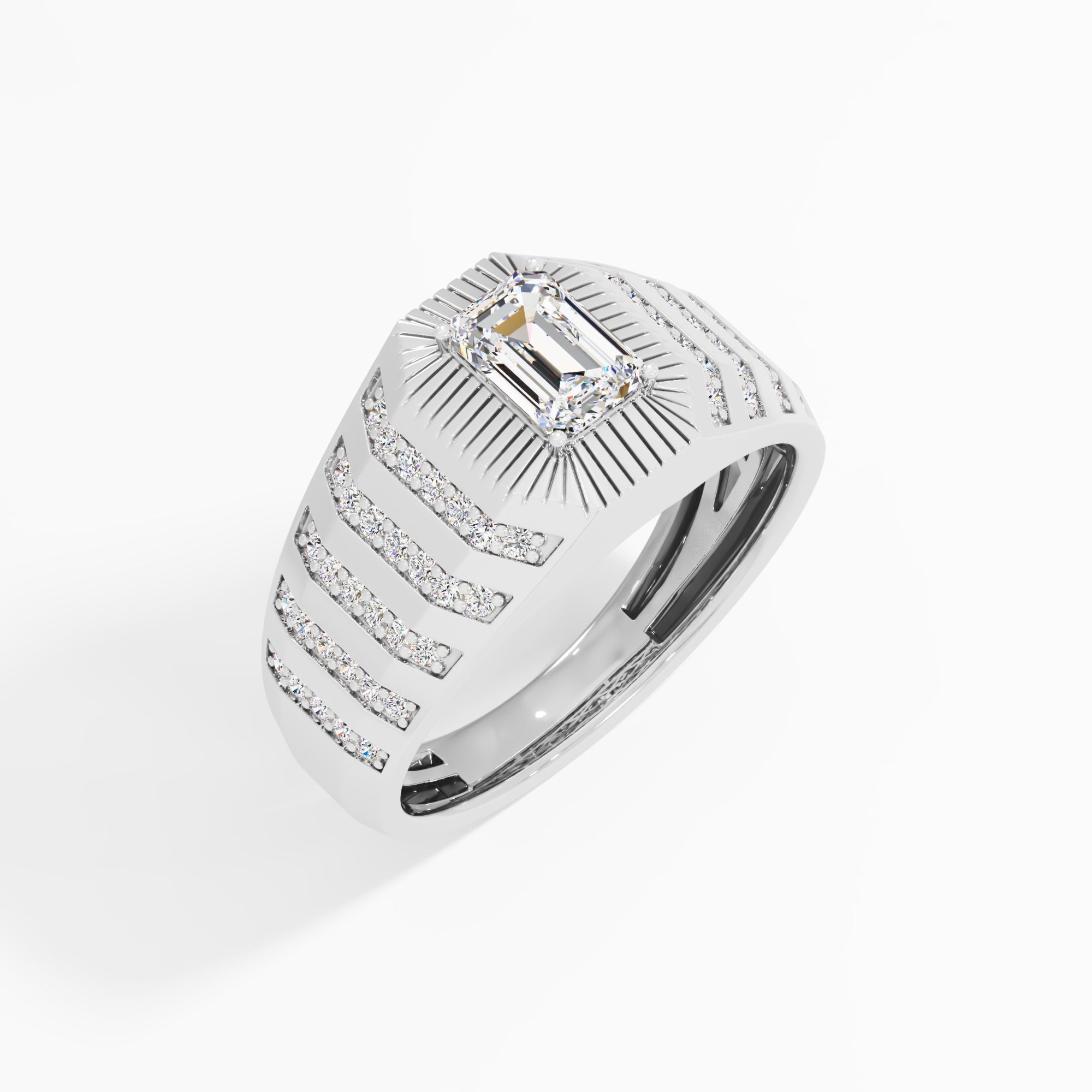 Sunburst Diamond Ring in 9KT White Gold (Diamond Quality: FG-VVS VS)