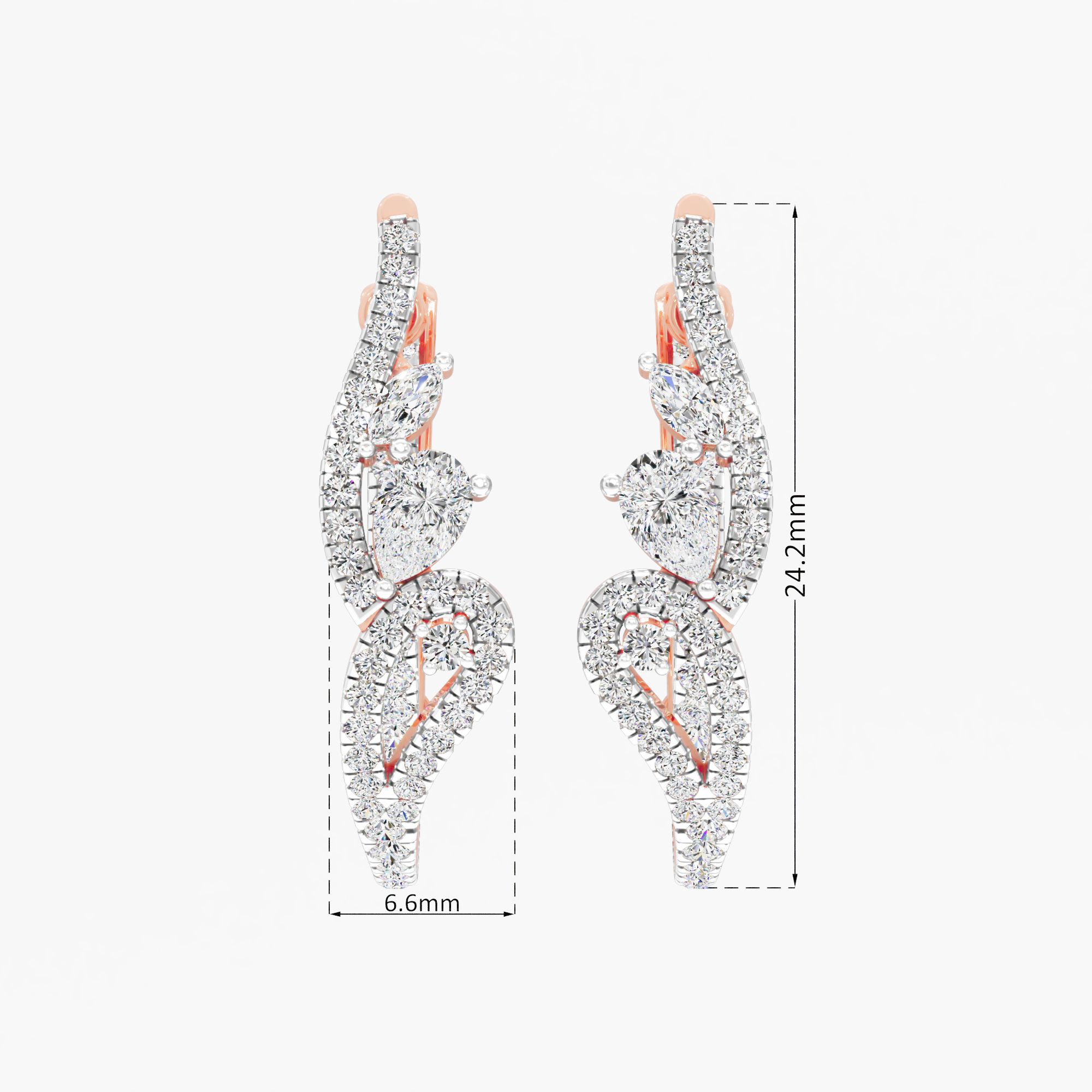 Floral Vine Diamond Hoop Earrings in 9KT Rose Gold (Diamond Quality: FG-VVS VS)