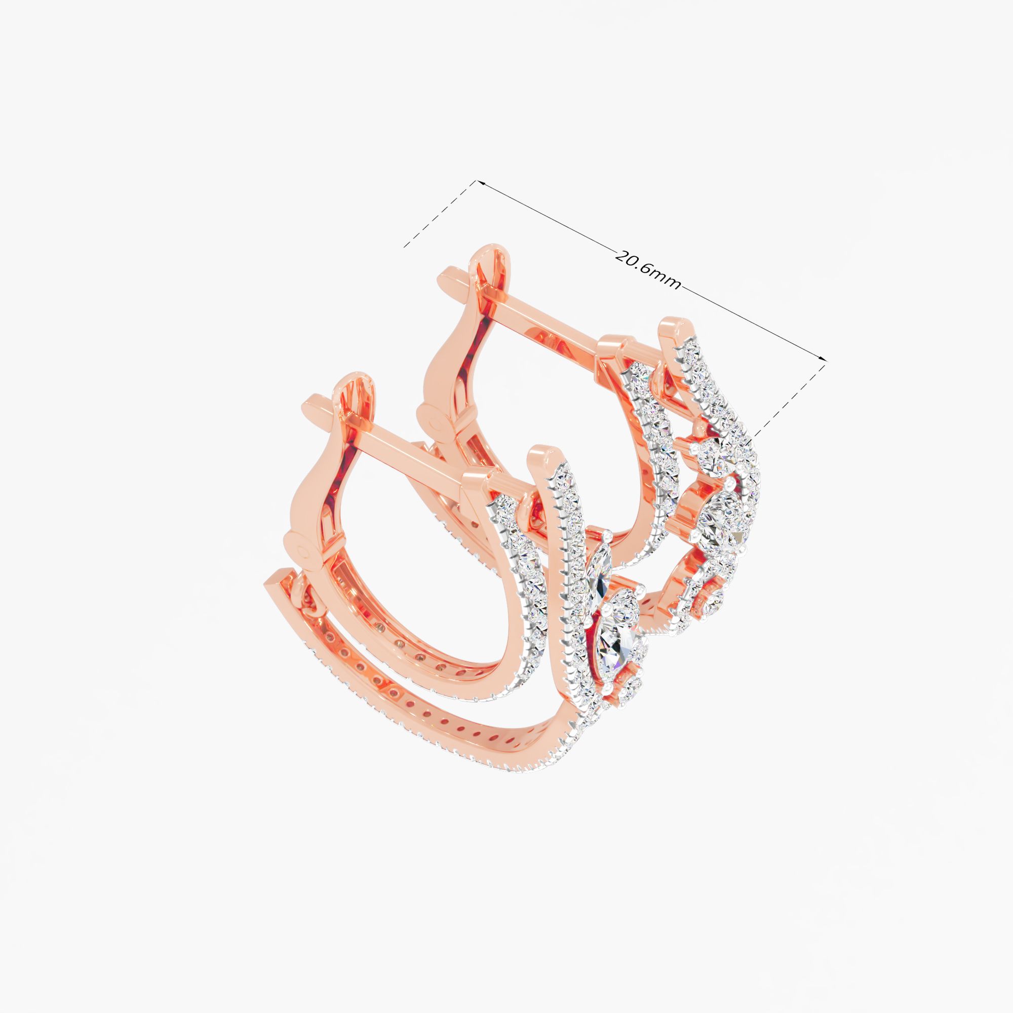 Floral Vine Diamond Hoop Earrings in 9KT Rose Gold (Diamond Quality: FG-VVS VS)