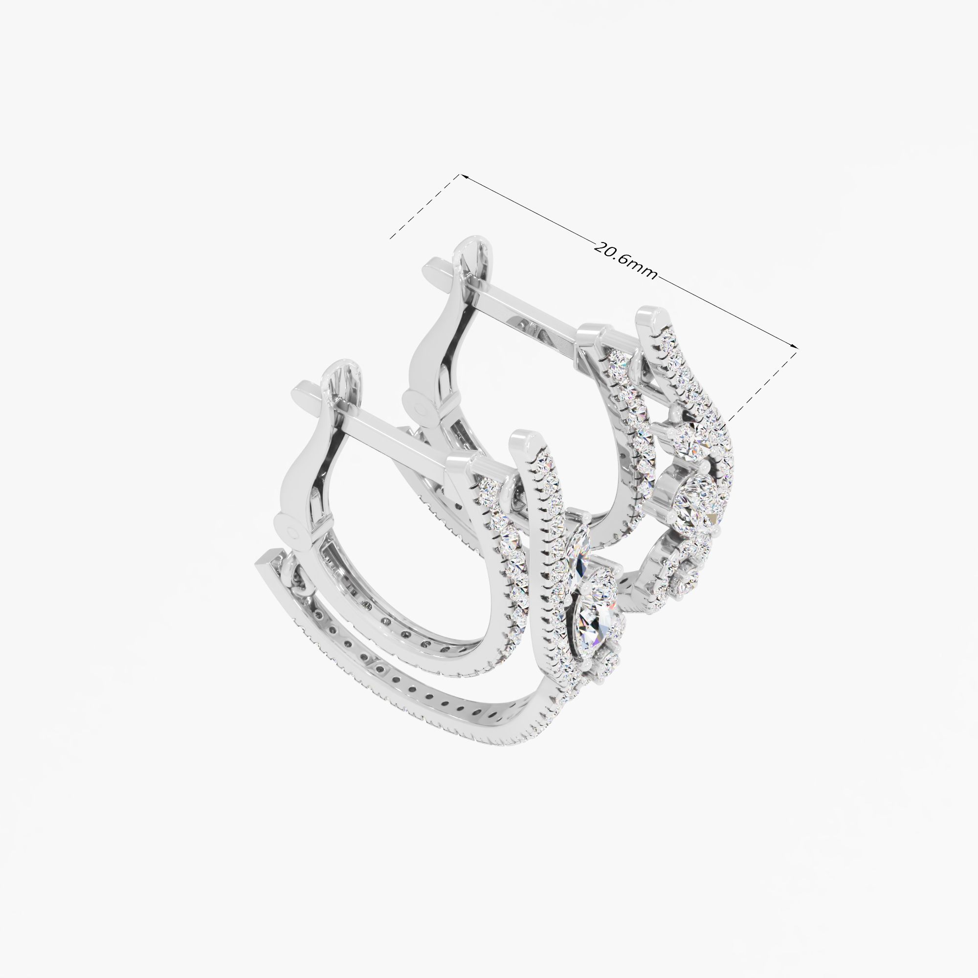 Floral Vine Diamond Hoop Earrings in 14KT White Gold (Diamond Quality: FG-VVS VS)