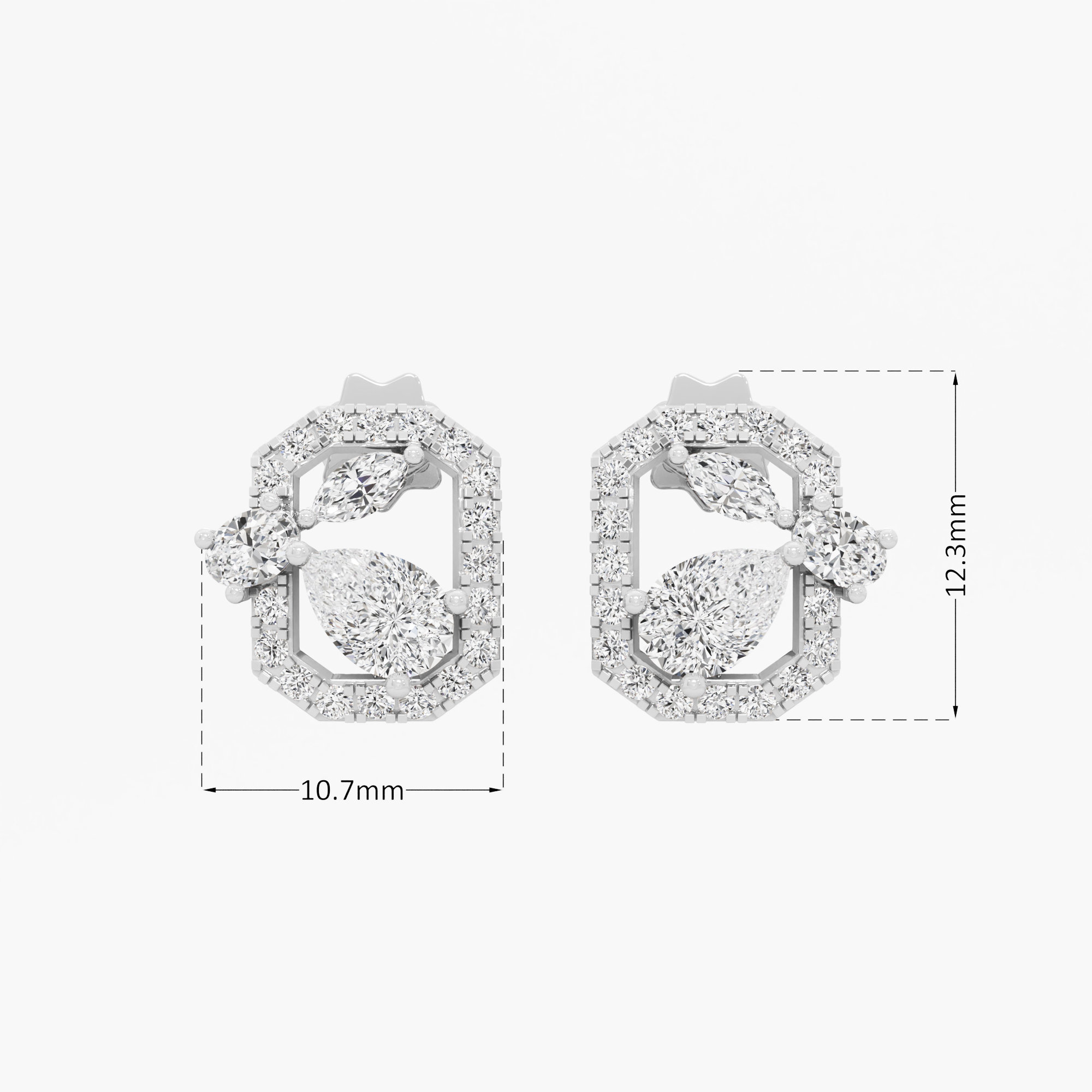 Crystal Crest Stud Earrings
