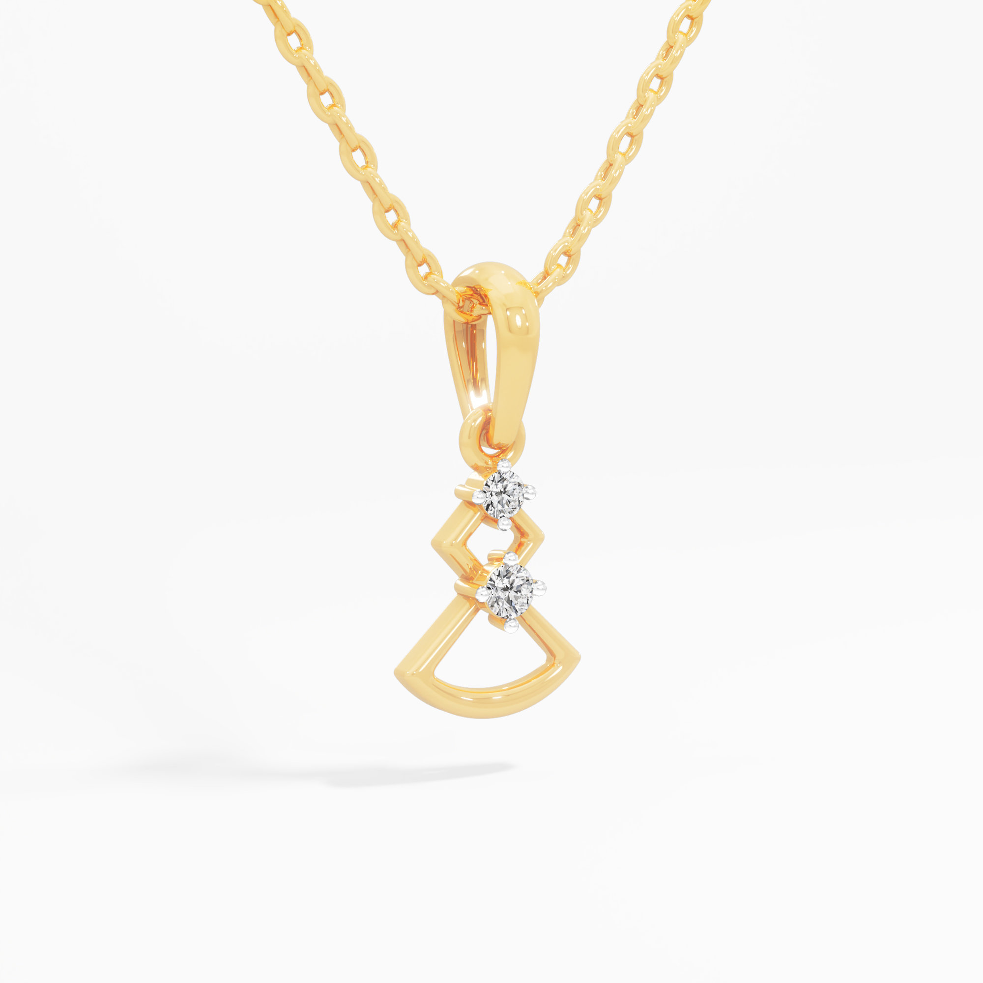 Glisten Twin Diamond Pendant in 9KT Yellow Gold (Diamond Quality:FG-VVS VS)