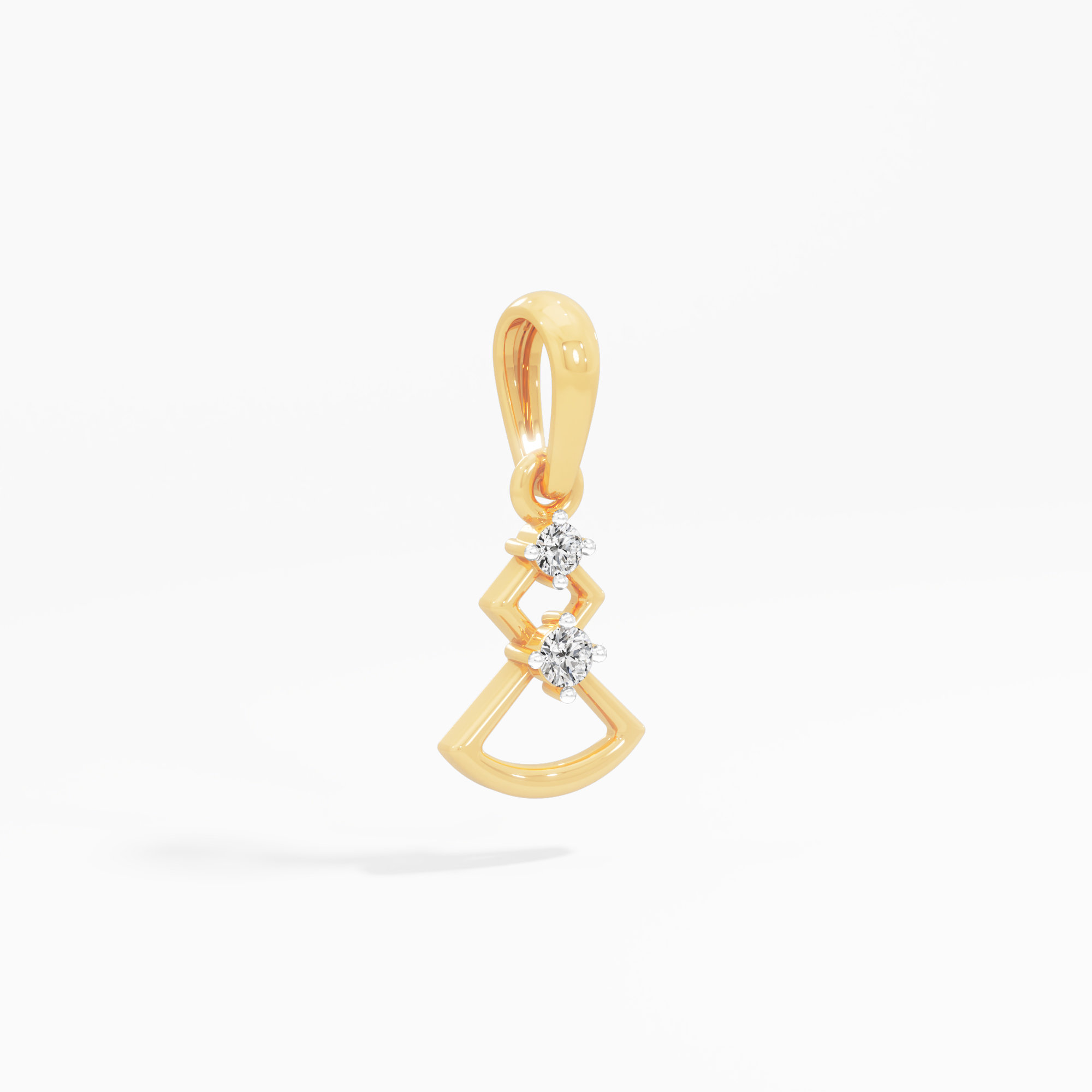 Glisten Twin Diamond Pendant in 9KT Yellow Gold (Diamond Quality:FG-VVS VS)