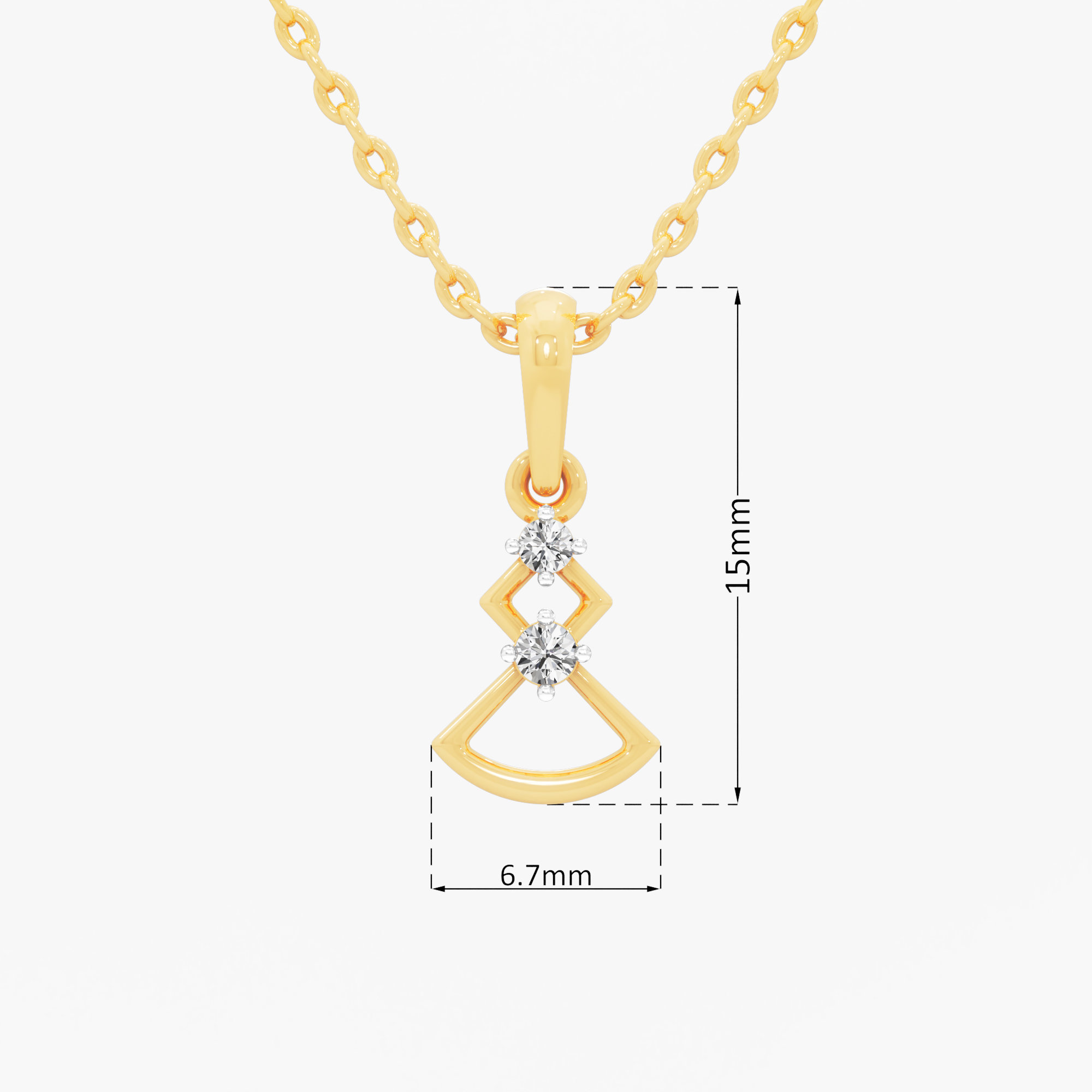 Glisten Twin Diamond Pendant in 9KT Yellow Gold (Diamond Quality:FG-VVS VS)