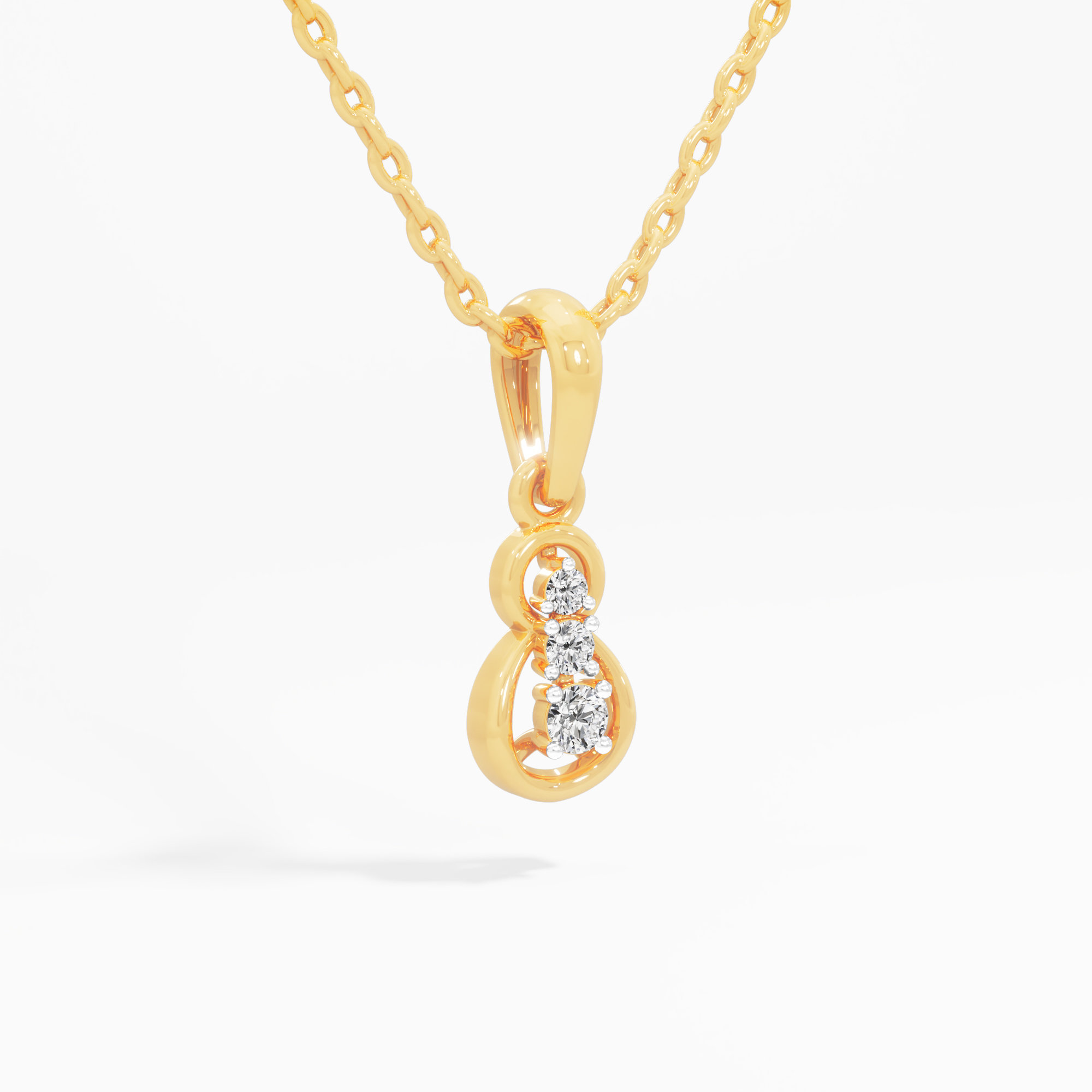 Infinity Trio Diamond Pendant in 9KT Yellow Gold (Diamond Quality:FG-VVS VS)