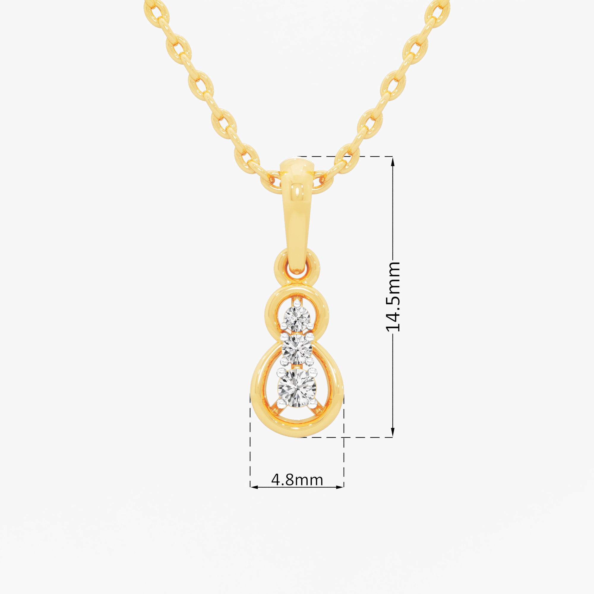 Infinity Trio Diamond Pendant in 9KT Yellow Gold (Diamond Quality:FG-VVS VS)