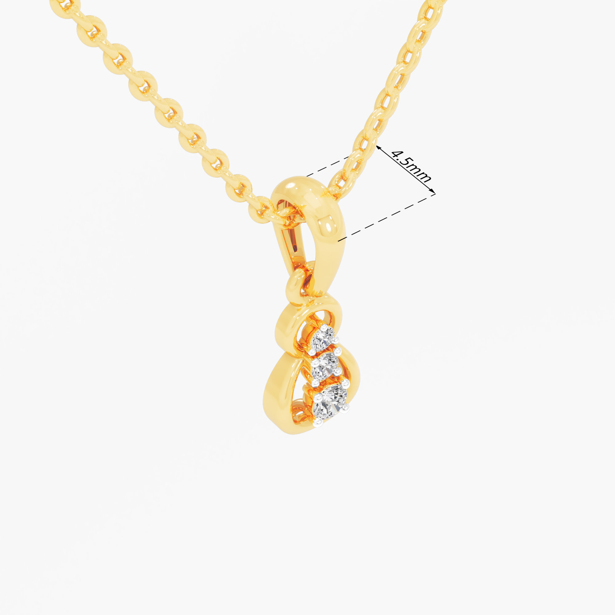 Infinity Trio Diamond Pendant in 9KT Yellow Gold (Diamond Quality:FG-VVS VS)