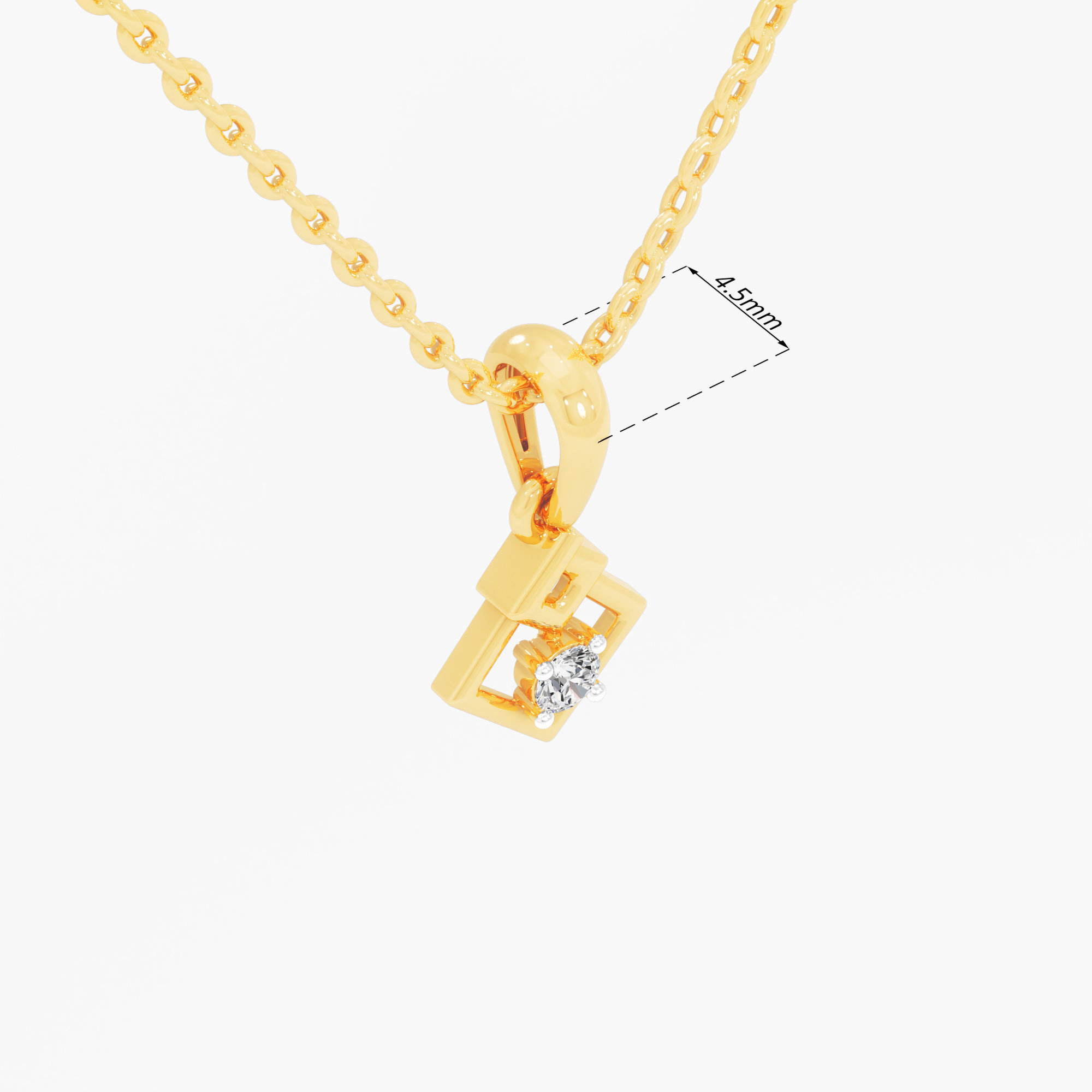 Rhombus Outline Diamond Pendant in 9KT Yellow Gold (Diamond Quality:FG-VVS VS)