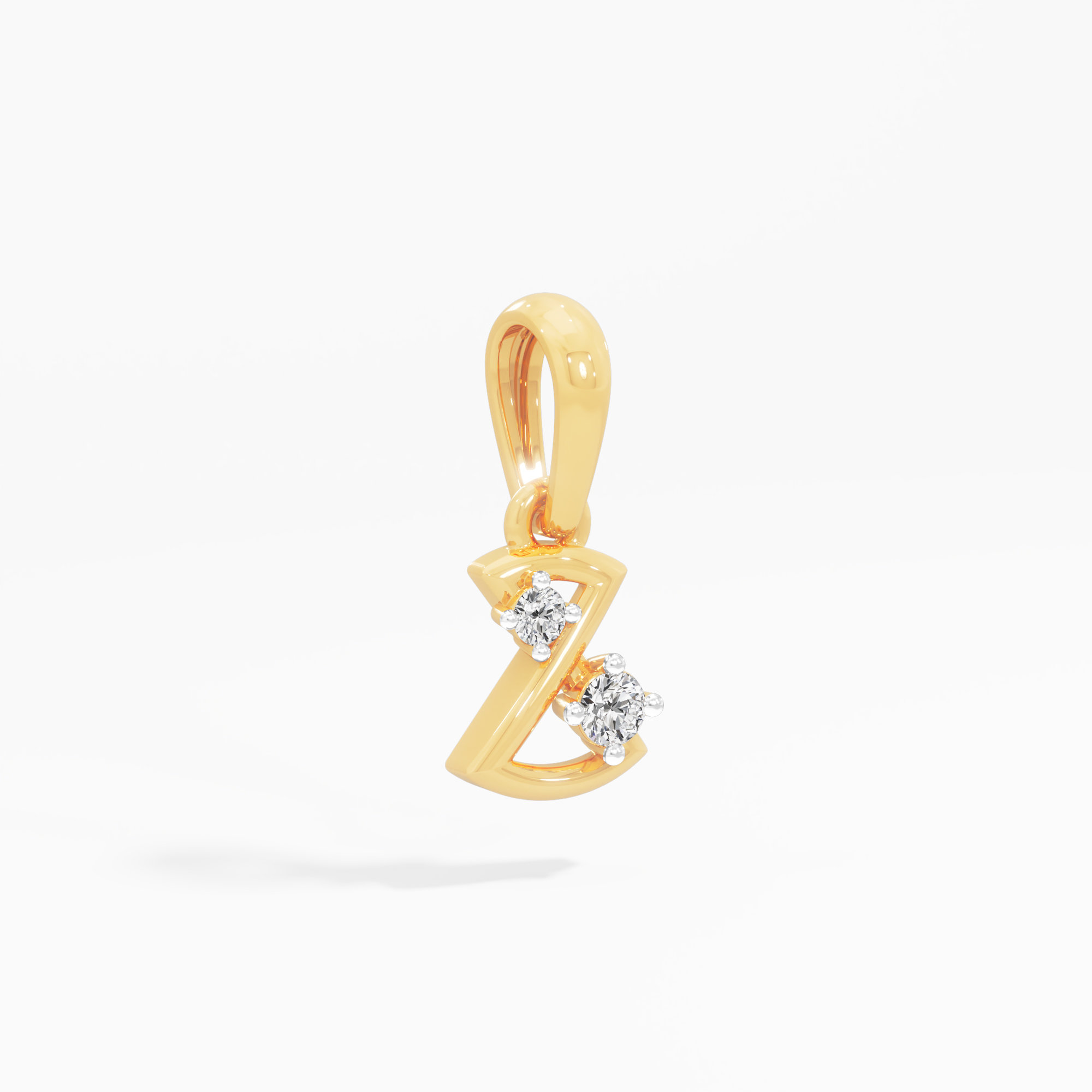 Curved Ribbon Diamond Pendant in 9KT Yellow Gold (Diamond Quality:FG-VVS VS)