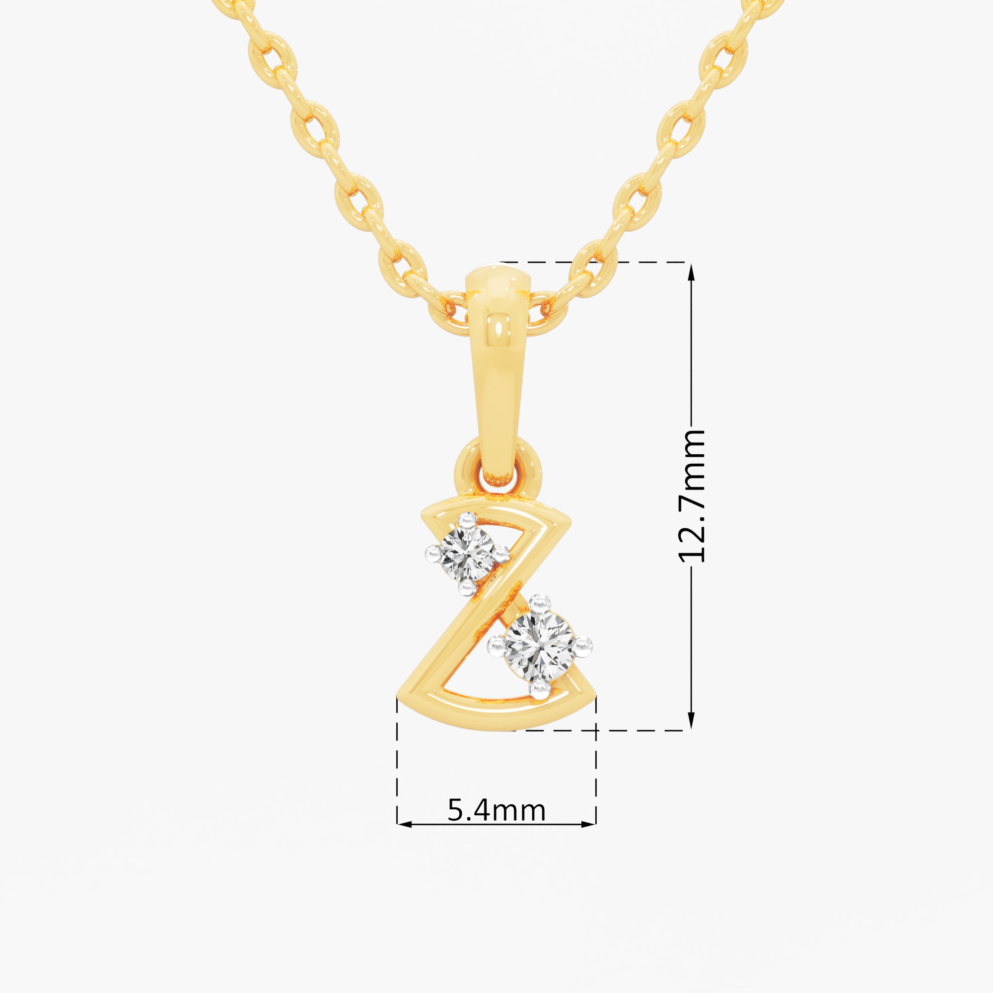 Curved Ribbon Diamond Pendant in 9KT Yellow Gold (Diamond Quality:FG-VVS VS)
