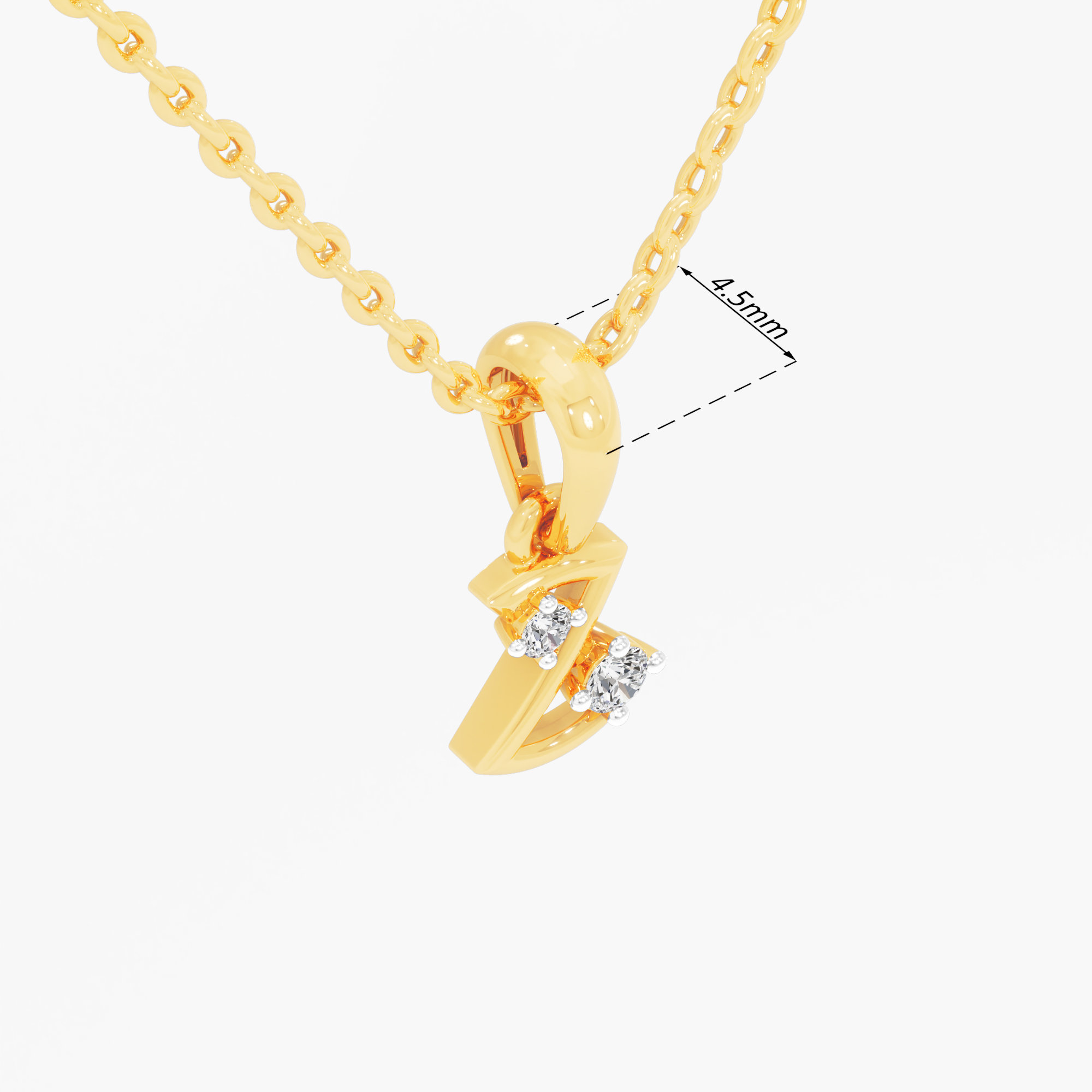 Curved Ribbon Diamond Pendant in 9KT Yellow Gold (Diamond Quality:FG-VVS VS)