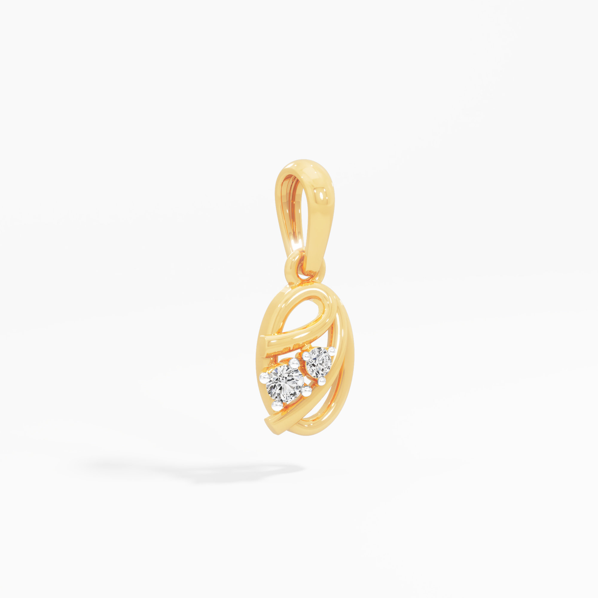 Ribbon Swirl Diamond Pendant in 9KT Yellow Gold (Diamond Quality:FG-VVS VS)