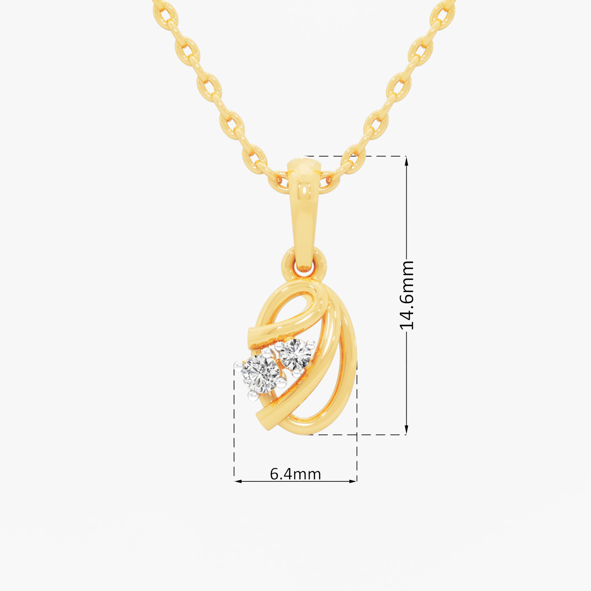 Ribbon Swirl Diamond Pendant in 9KT Yellow Gold (Diamond Quality:FG-VVS VS)