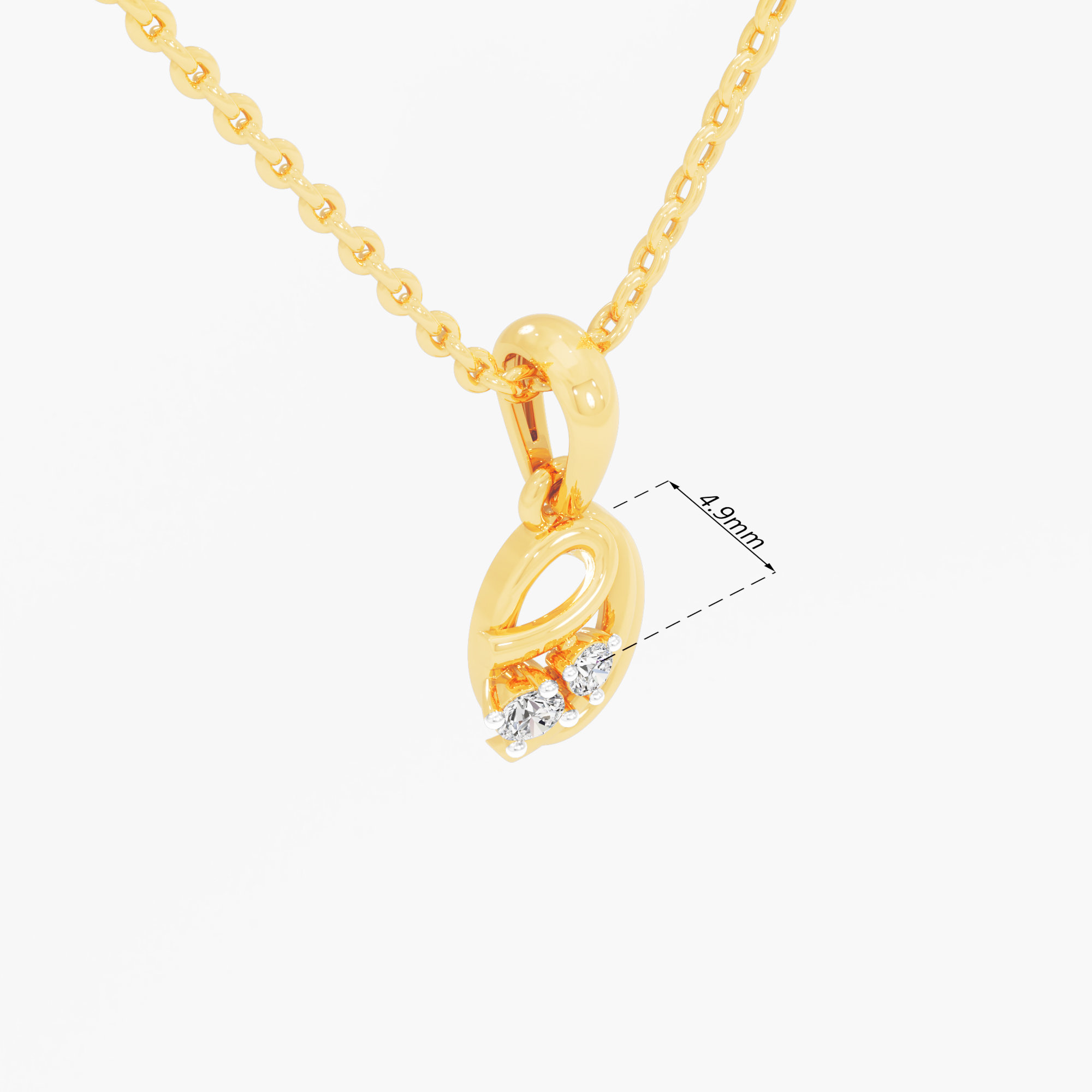 Ribbon Swirl Diamond Pendant in 9KT Yellow Gold (Diamond Quality:FG-VVS VS)