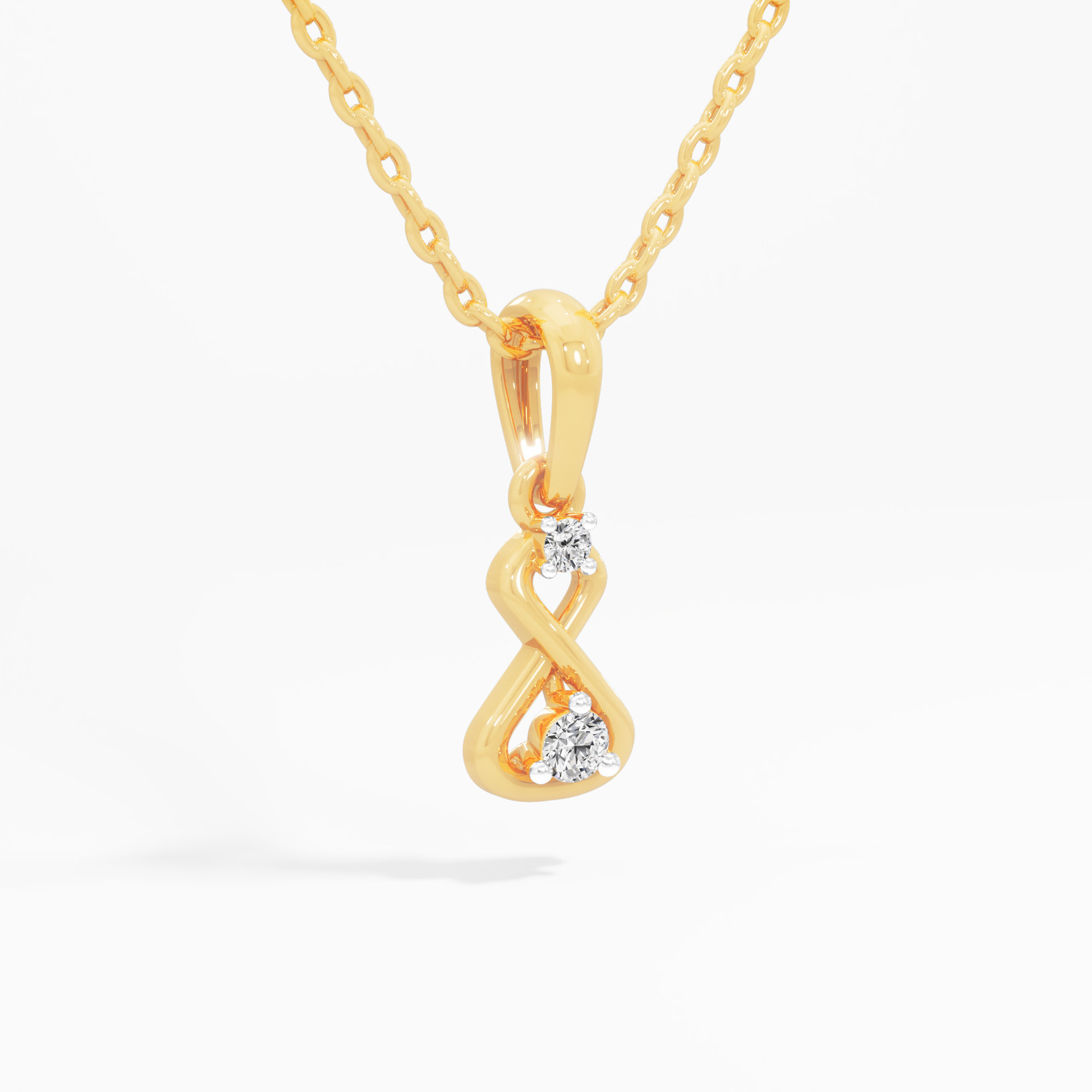 Braided Loop Diamond Pendant in 9KT Yellow Gold (Diamond Quality:FG-VVS VS)