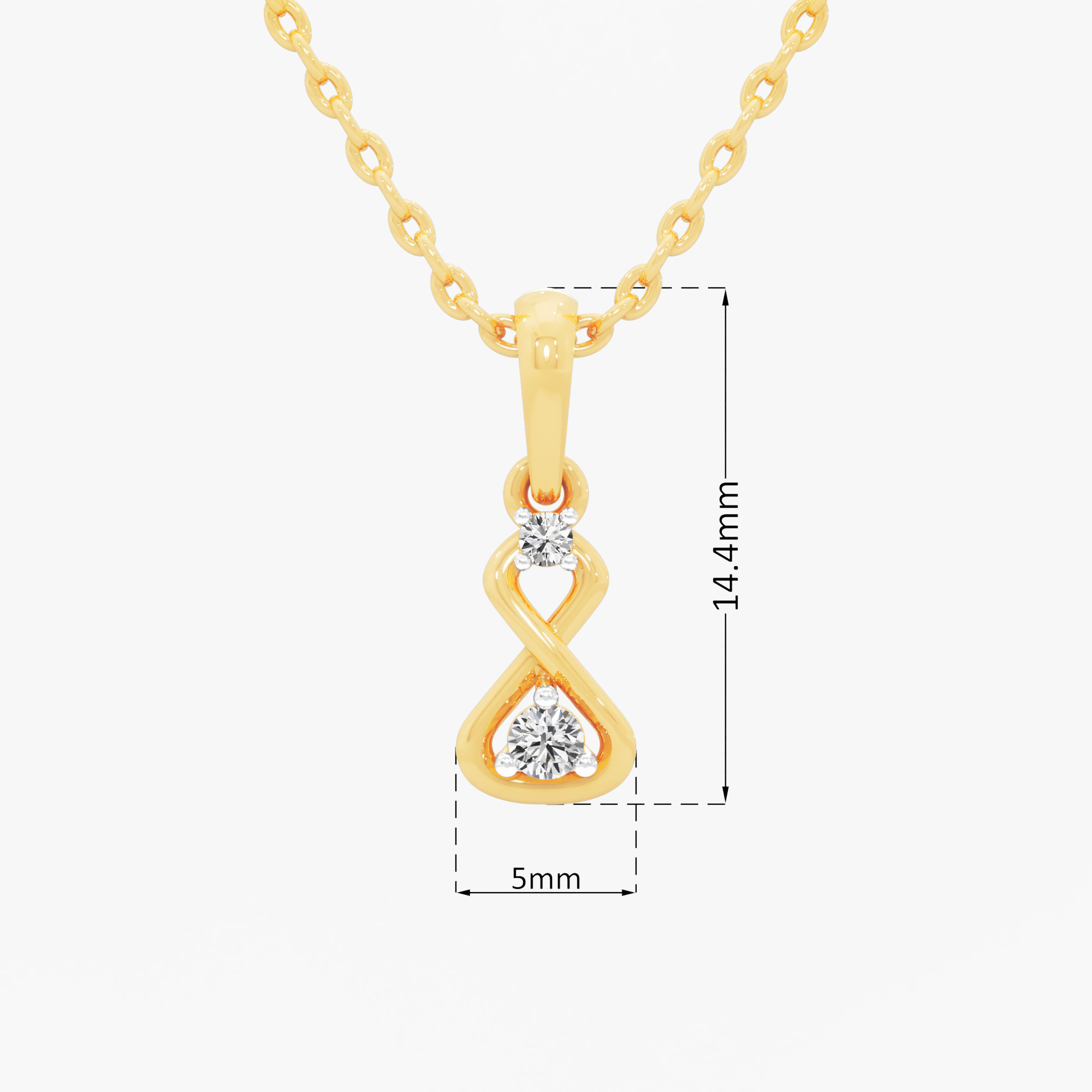 Braided Loop Diamond Pendant in 9KT Yellow Gold (Diamond Quality:FG-VVS VS)