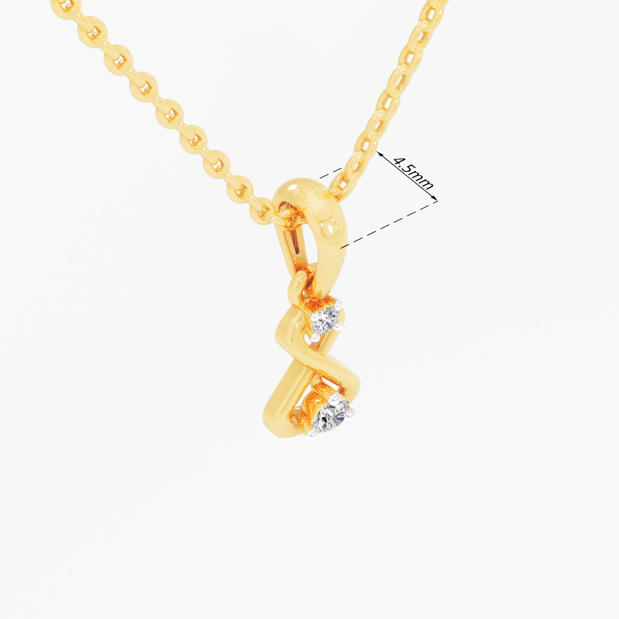 Braided Loop Diamond Pendant in 9KT Yellow Gold (Diamond Quality:FG-VVS VS)