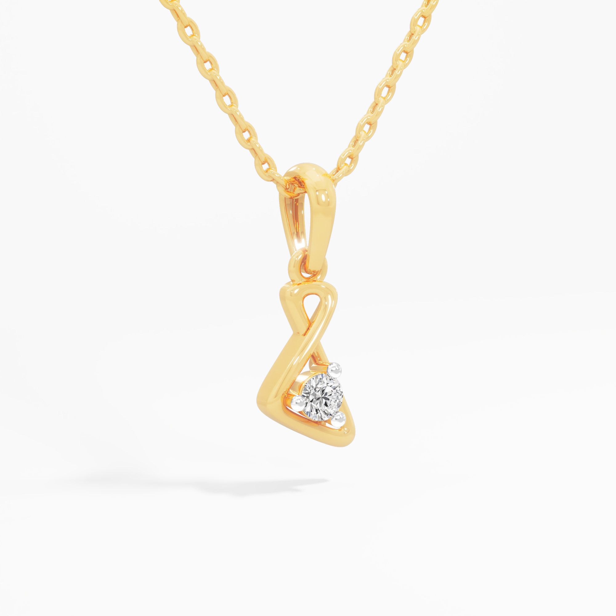 Twist Drop Diamond Pendant in 9KT Yellow Gold (Diamond Quality:FG-VVS VS)