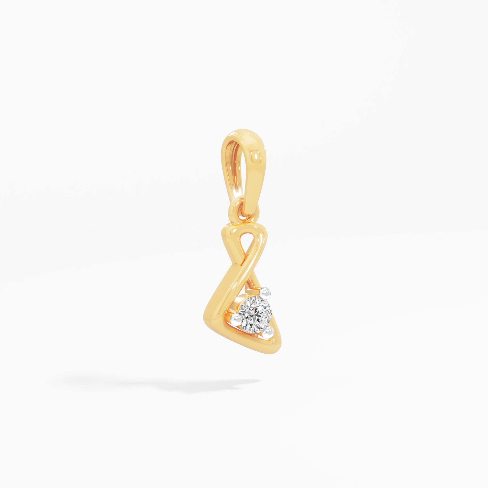 Twist Drop Diamond Pendant in 9KT Yellow Gold (Diamond Quality:FG-VVS VS)