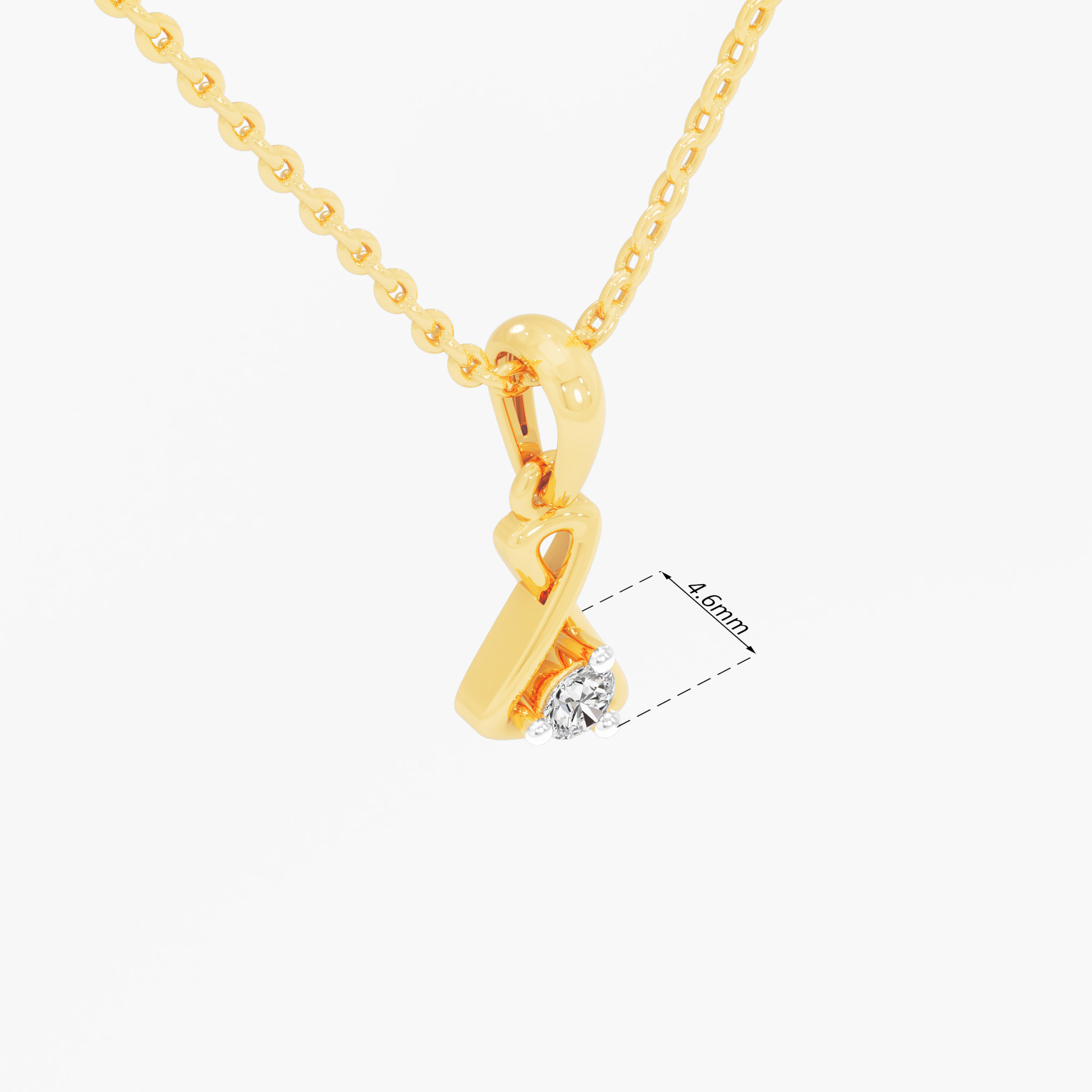 Twist Drop Diamond Pendant in 9KT Yellow Gold (Diamond Quality:FG-VVS VS)
