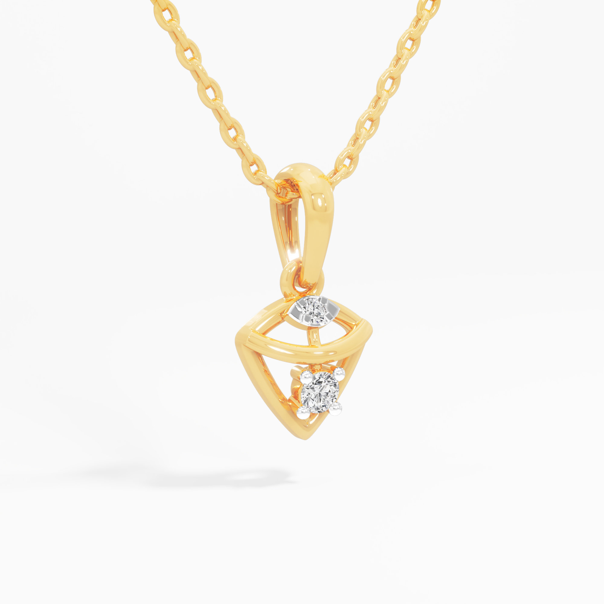 Shield Duo Diamond Pendant in 9KT Yellow Gold (Diamond Quality:FG-VVS VS)